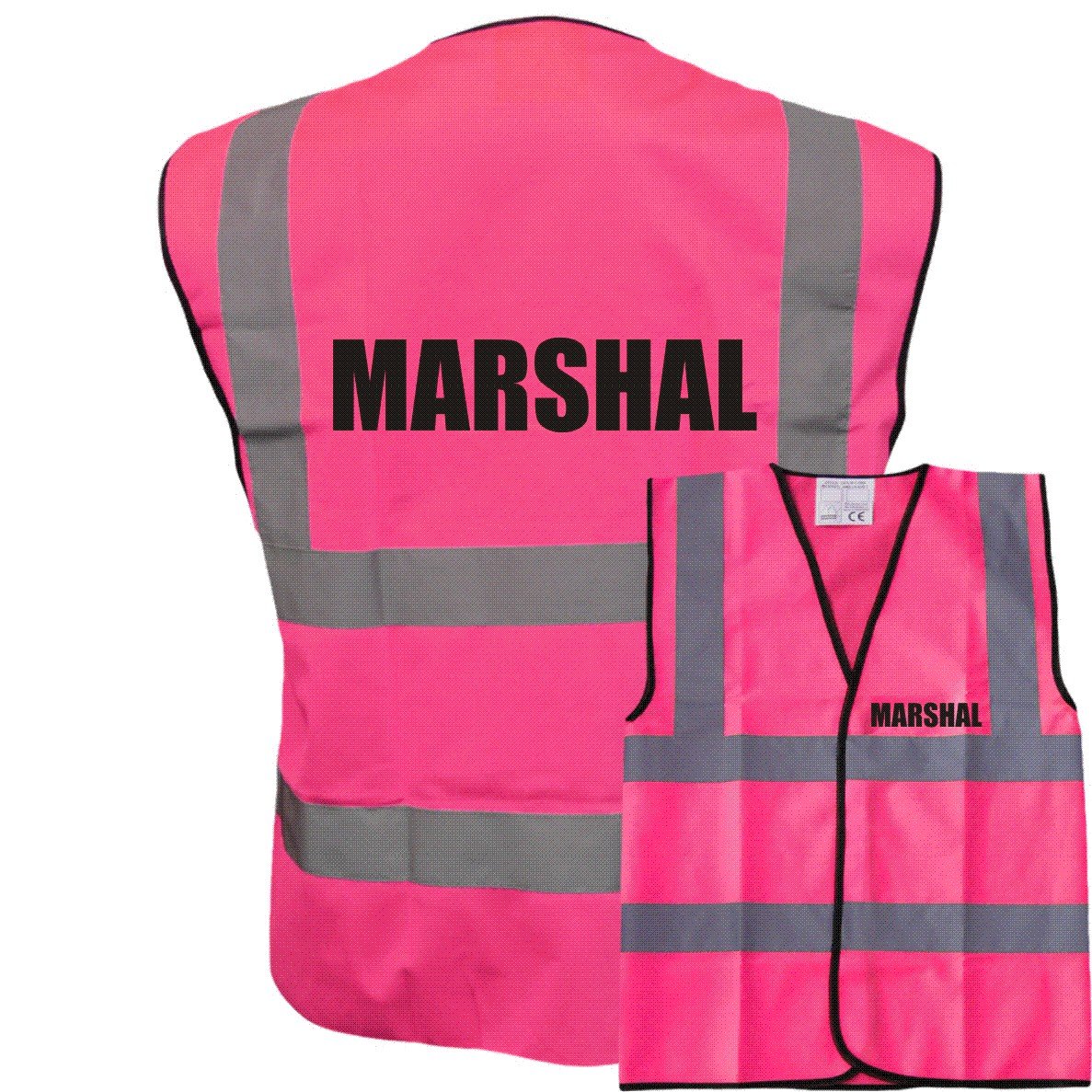 Marshal Pink Hi Vis Viz Safety Vest Waistcoat, Reflective High Visibility Work Wear, Events, xx-large