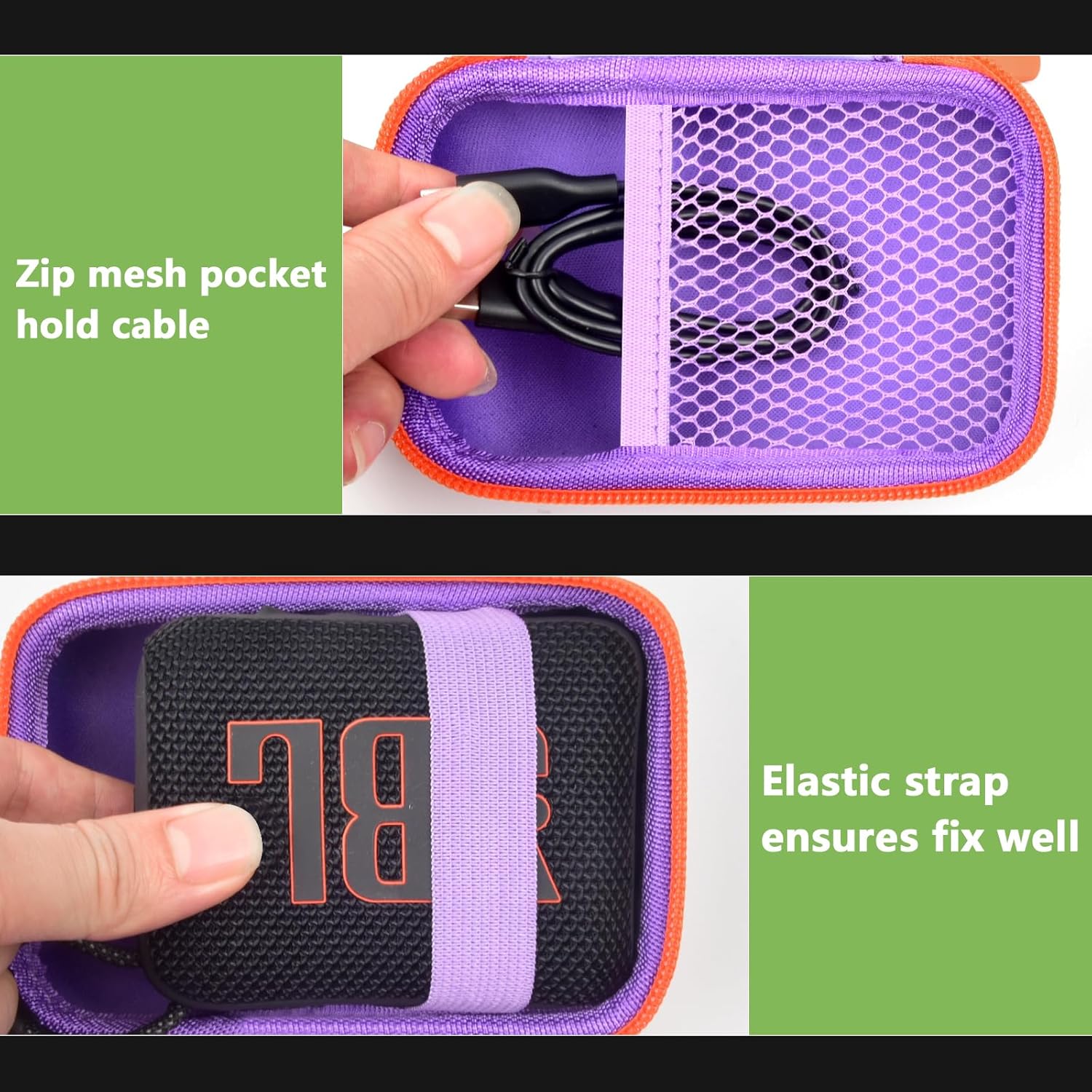 Carrying Case Compatible with JBL Go 4 - Portable Bluetooth Speaker Box Pro Sound, Also for Go 3/Go3 Eco/Go2 Waterproof Mini Wireless Speakers - Case Only (Purple) - Image 4