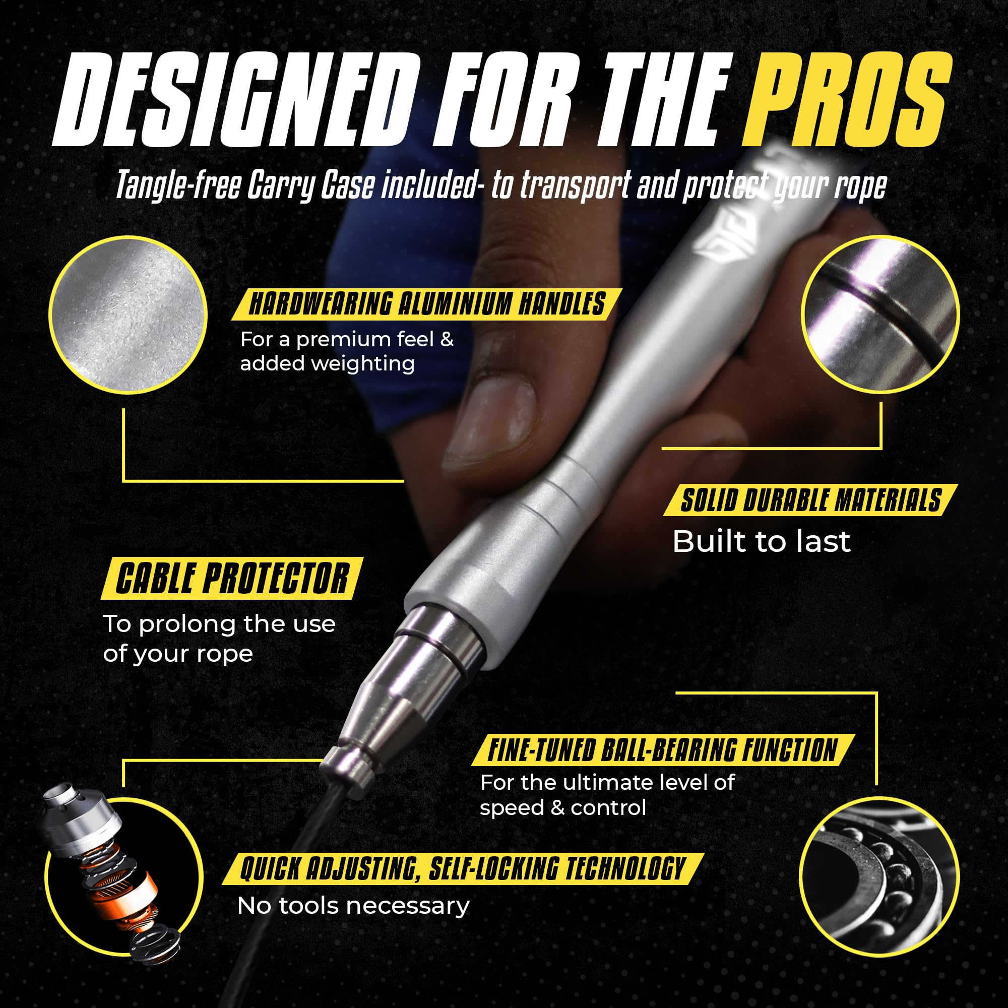 Titan Armour® Self-Locking & Adjustable, Adult Speed Skipping Rope, Silver - Image 3