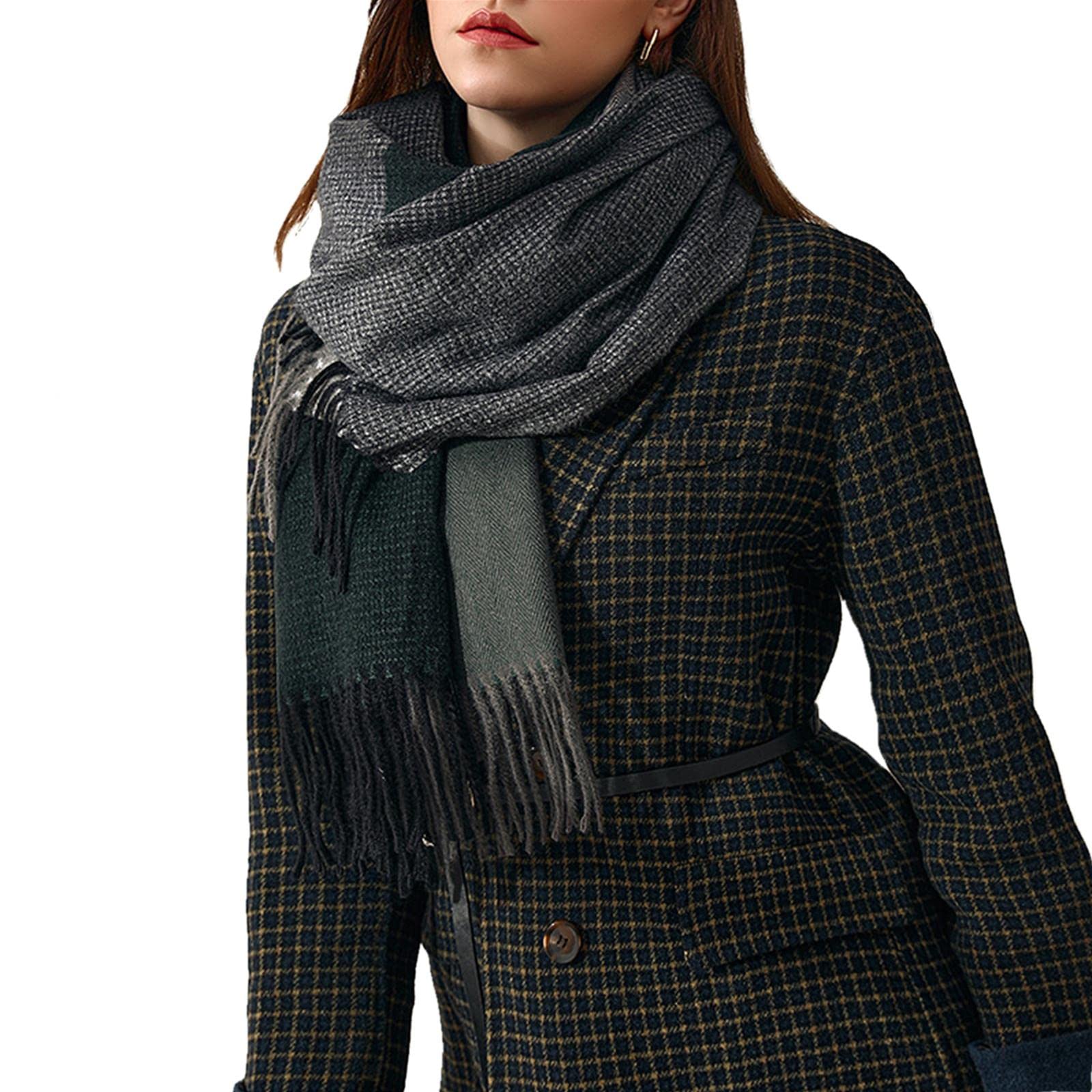 ACiyD Sciarpa in Cashmere Autunno Inverno Nuovo Cashmere Sciarpa Scozzese da Donna Scialle Caldo (Cachi A)