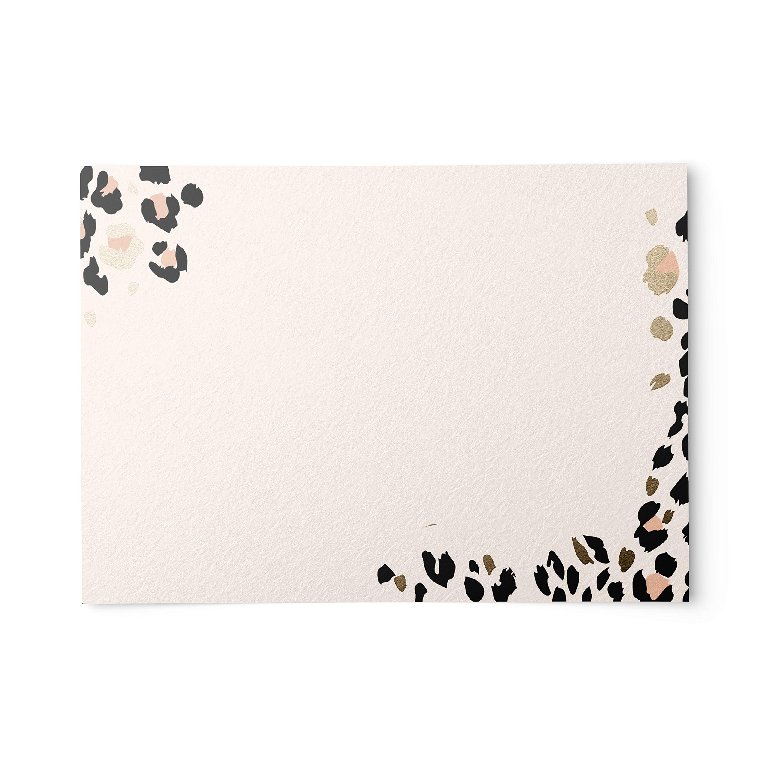 50 Cheetah Animal Print Gold Foil Notecards, 4x6 inches (4x6 Notecards)