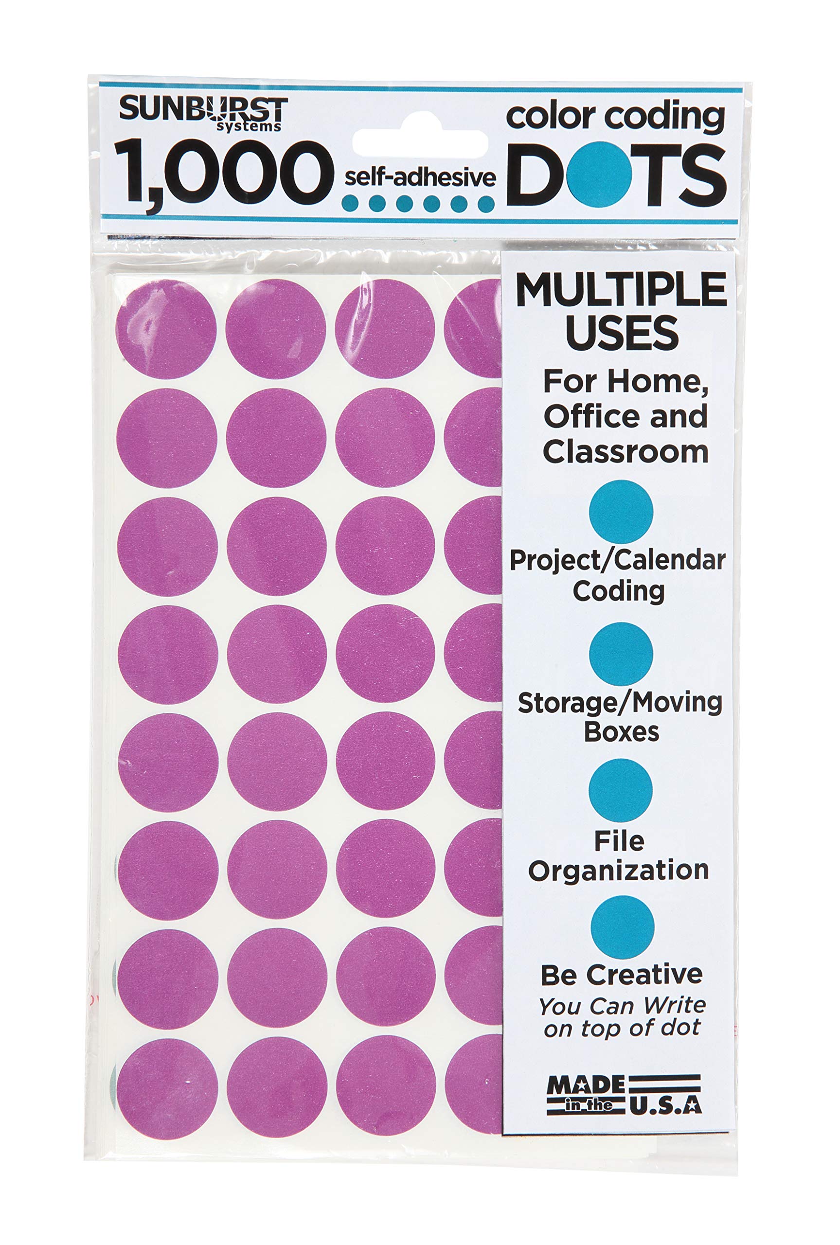 Sunburst Systems 7062 (Orchid) 7062-3/4 Inch Color Coding Labels-1000 Dots