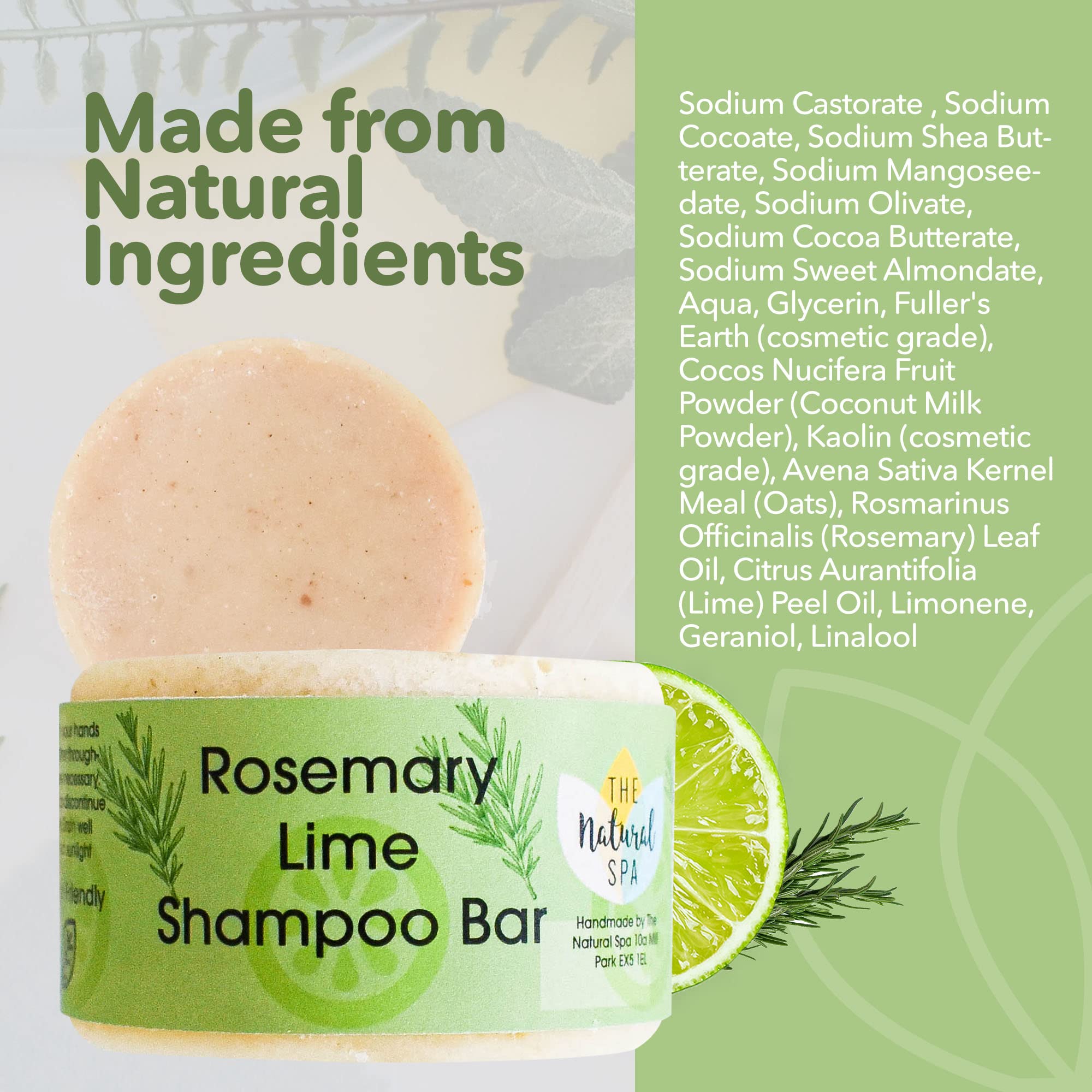 Rosemary & Lime Shampoo Bar, Handcrafted Natural Shampoo with Coconut Milk and Clay - Image 4