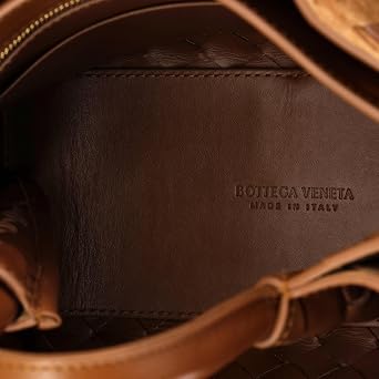 Pre-Loved Andiamo Top Handle Bag Intrecciato Suede Small, Brown