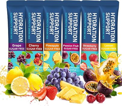Hydration Powder, 6 Mixed Fruit Flavours, 24 Sticks | 7 Key Electrolytes + 5 Vitamins, Zero Sugar, Low Calorie, Rapid Hydration & Energy