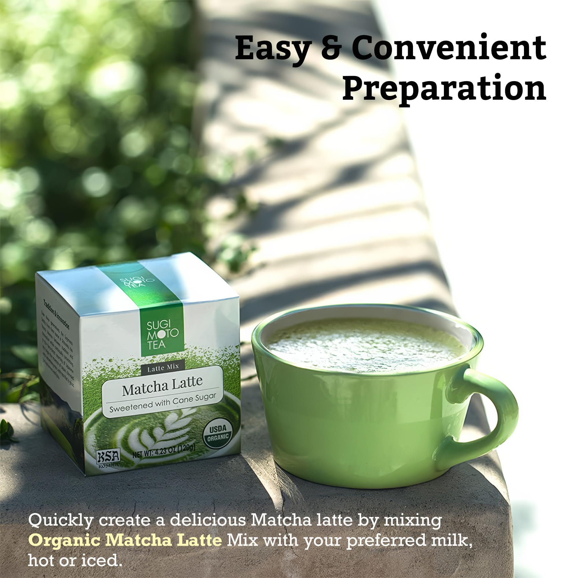 SUGIMOTO TEA Japanese Organic Matcha Latte Blend Mix 4 23 oz 120 g Sweetened Green Tea Matcha Latte — view 7