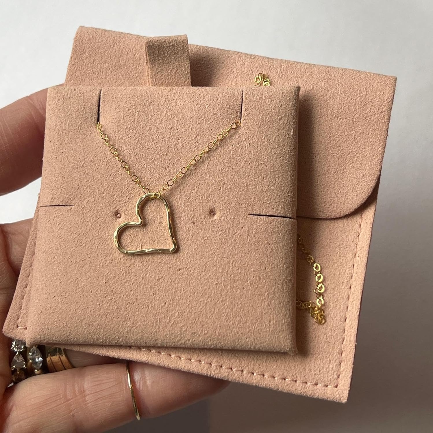 Dainty Open Heart Necklace for Girls, Teens & Women, 14K Gold Filled & Rose Gold, Adjustable 18 Inch, 20 Inch, 22 inch and 24inch Long Chain, Keepsake Jewelry Gift for Daughter, Girlfriend, Wife - Image 3