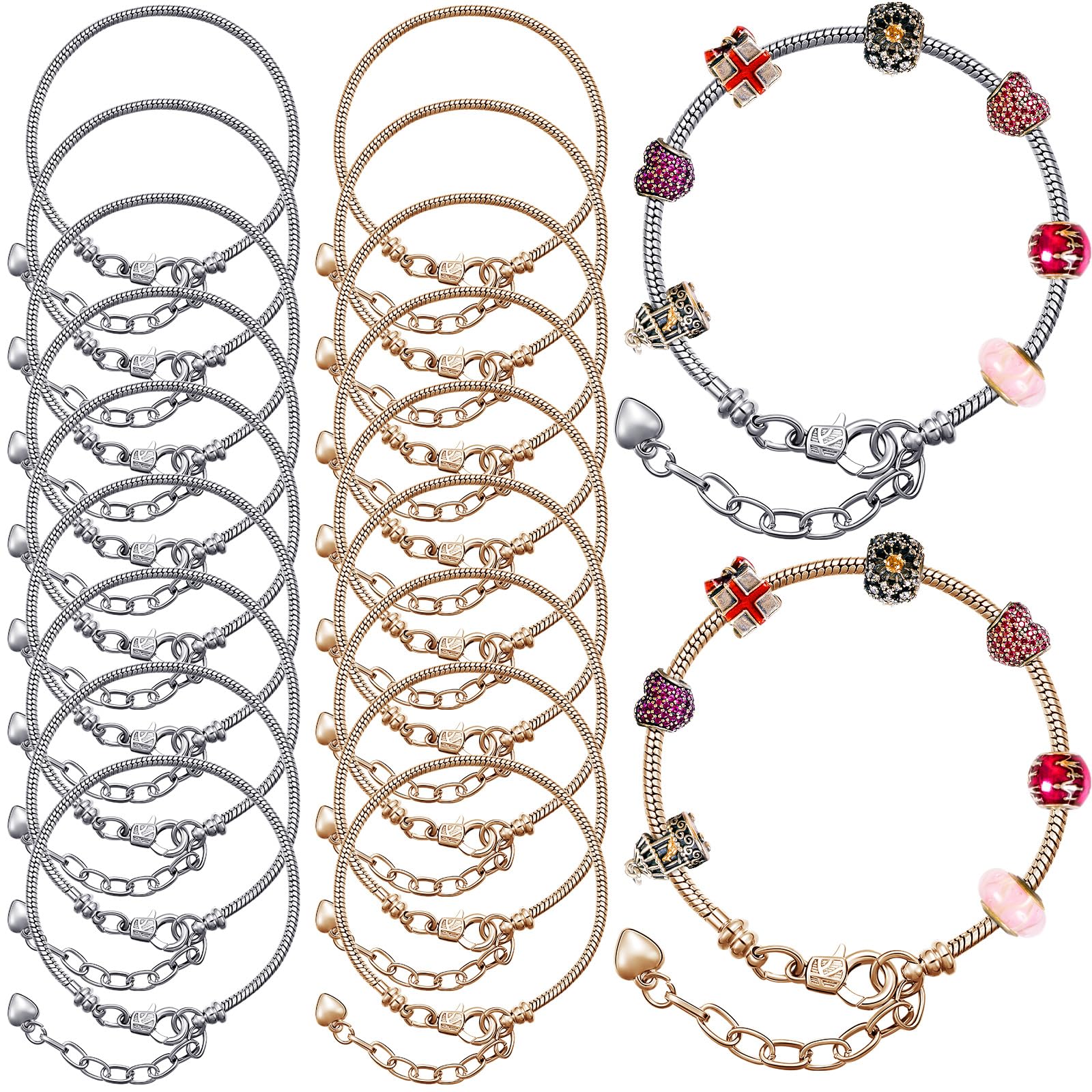 Photo 1 of Hicarer 20 Pcs Snake Chain Charm Bracelets