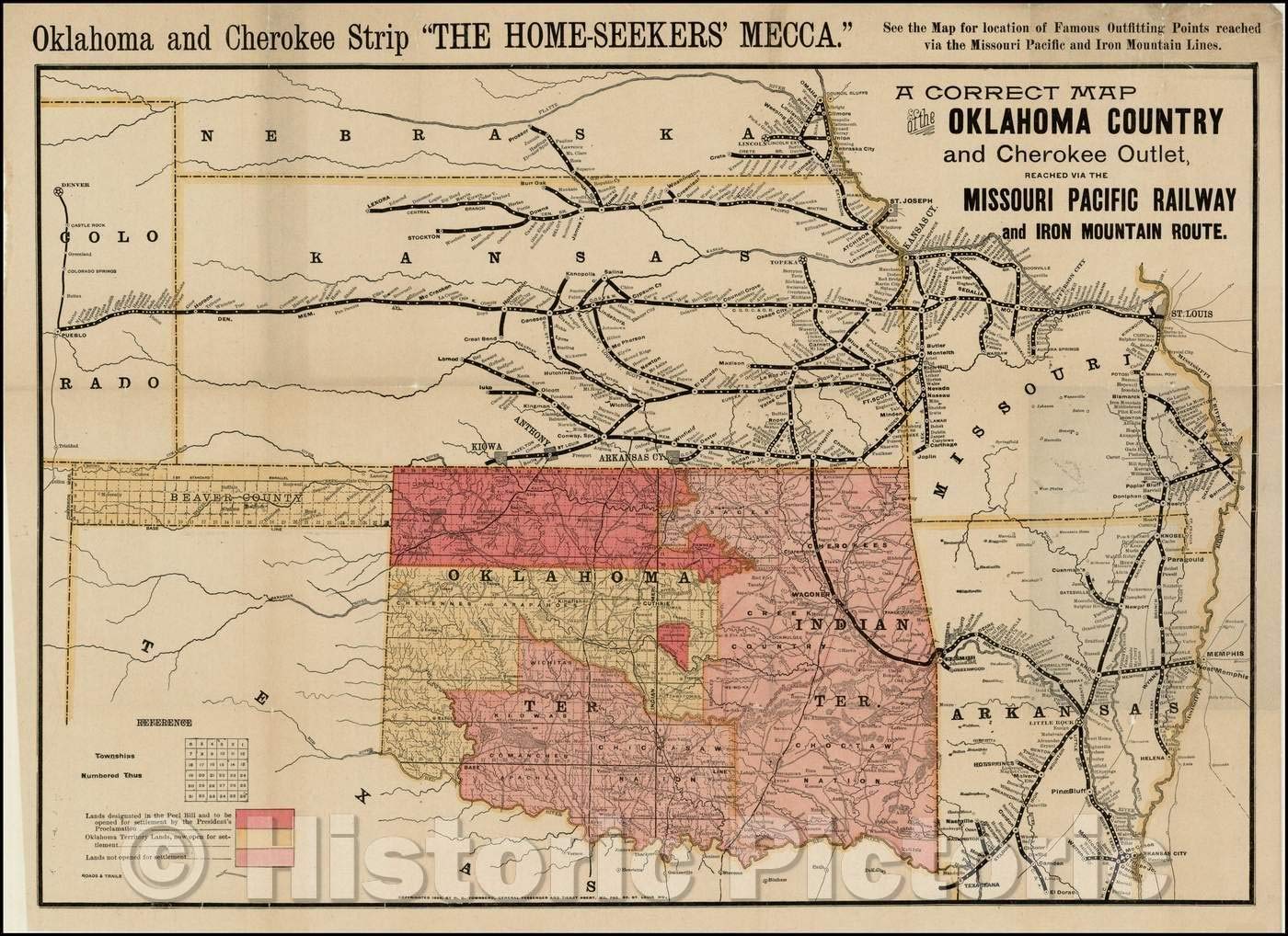 Historic Map A Correct Map Of The Oklahoma Country And Cherokee Outlet