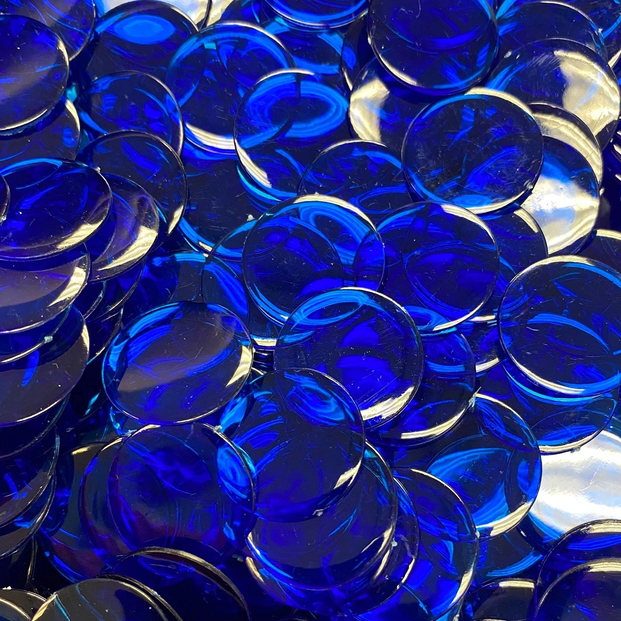 MR CHIPS Plastic Bingo Chips for Games 150 Count Bag - Solid and Transparent Colors Counting Blue 3/4 Inch