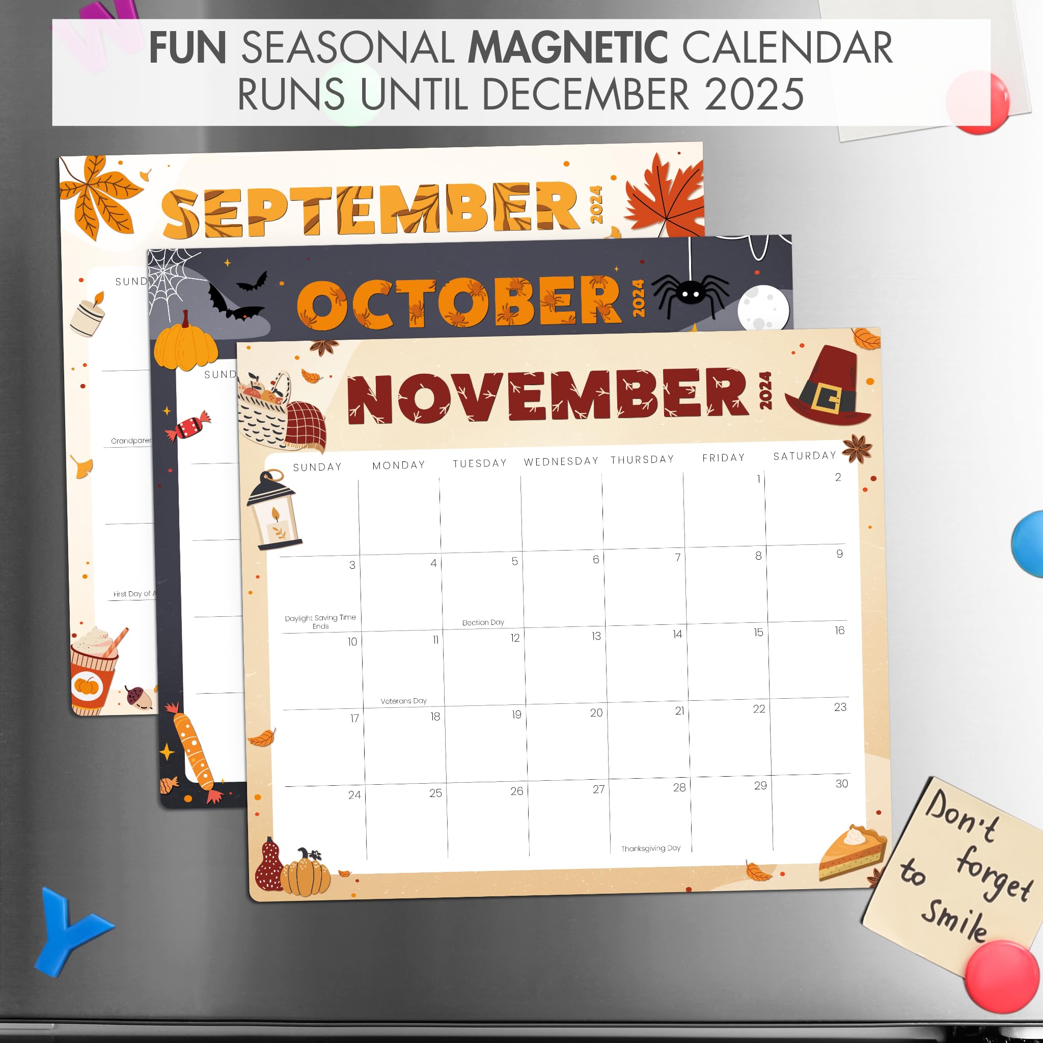 Calendario Da Frigo 2025 Con Magnete - 20x15 Cm, Settimane Numerate, Colorato - Foto 6