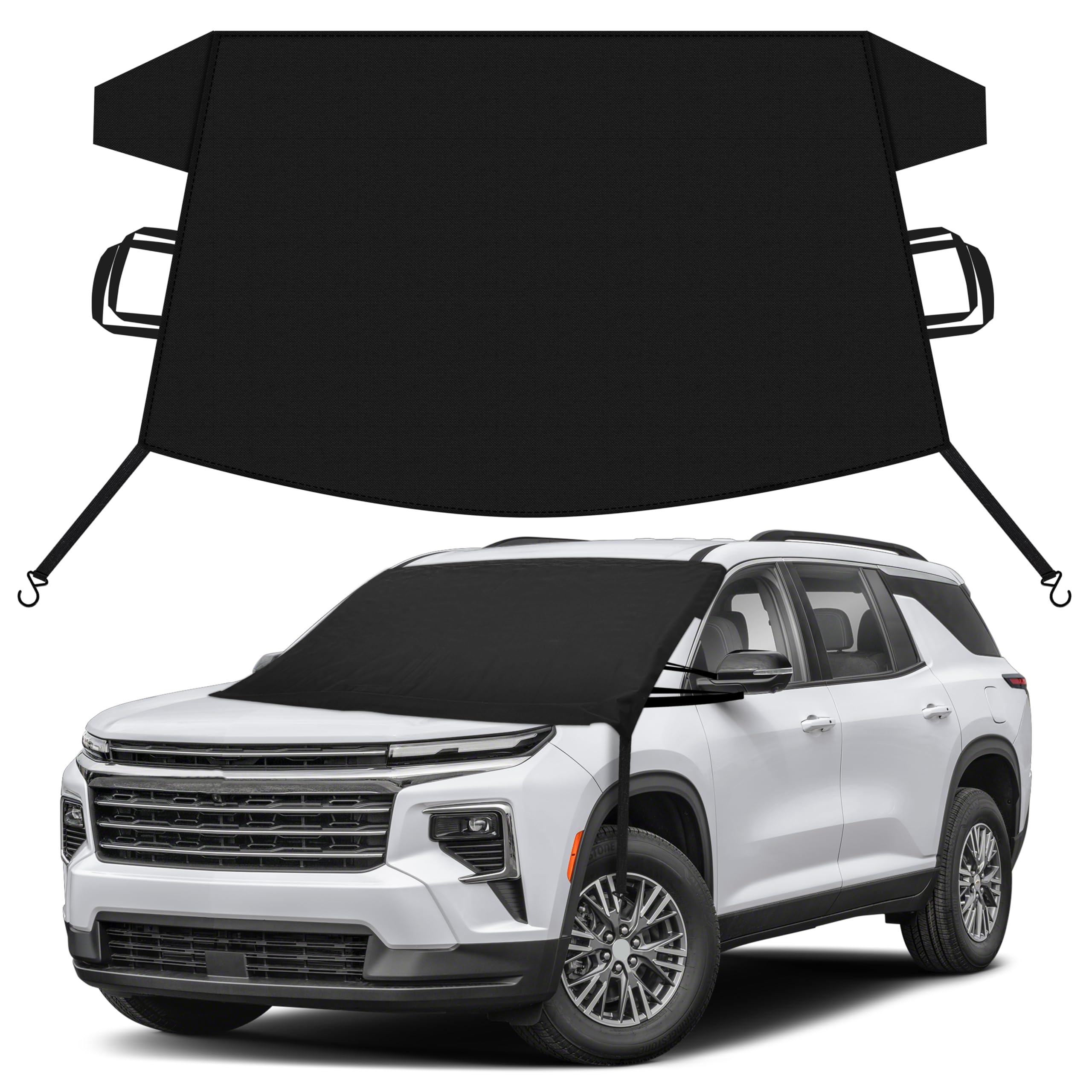 EcoNour Car Snow Cover Compatible for Chevrolet Traverse | Windshield Cover for Ice and Snow with S-Hook Straps | Heavy-Duty 600D Oxford Winter Car Cover, Waterproof &amp; Anti-Slip