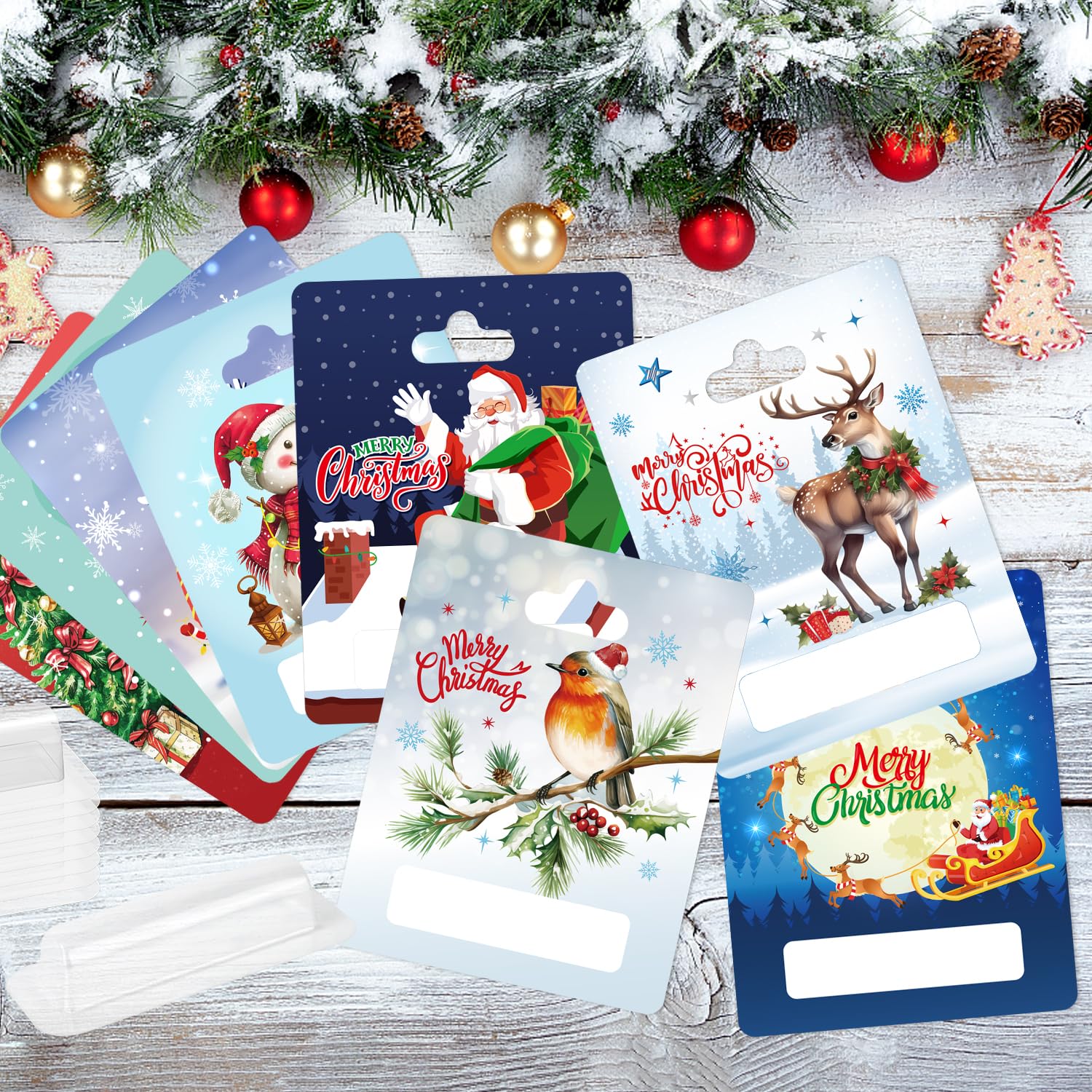 Qizeroty Lot De 3 Cartes D'argent Noël, Porte Monnaie De Noël