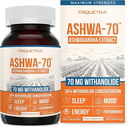 Ashwa-70: Extracto de Ashwagandha - 35% Withanolides | Fuerza máxima, mayor concentración de Withanolide - Estado de ánimo y rendimiento - Absorción