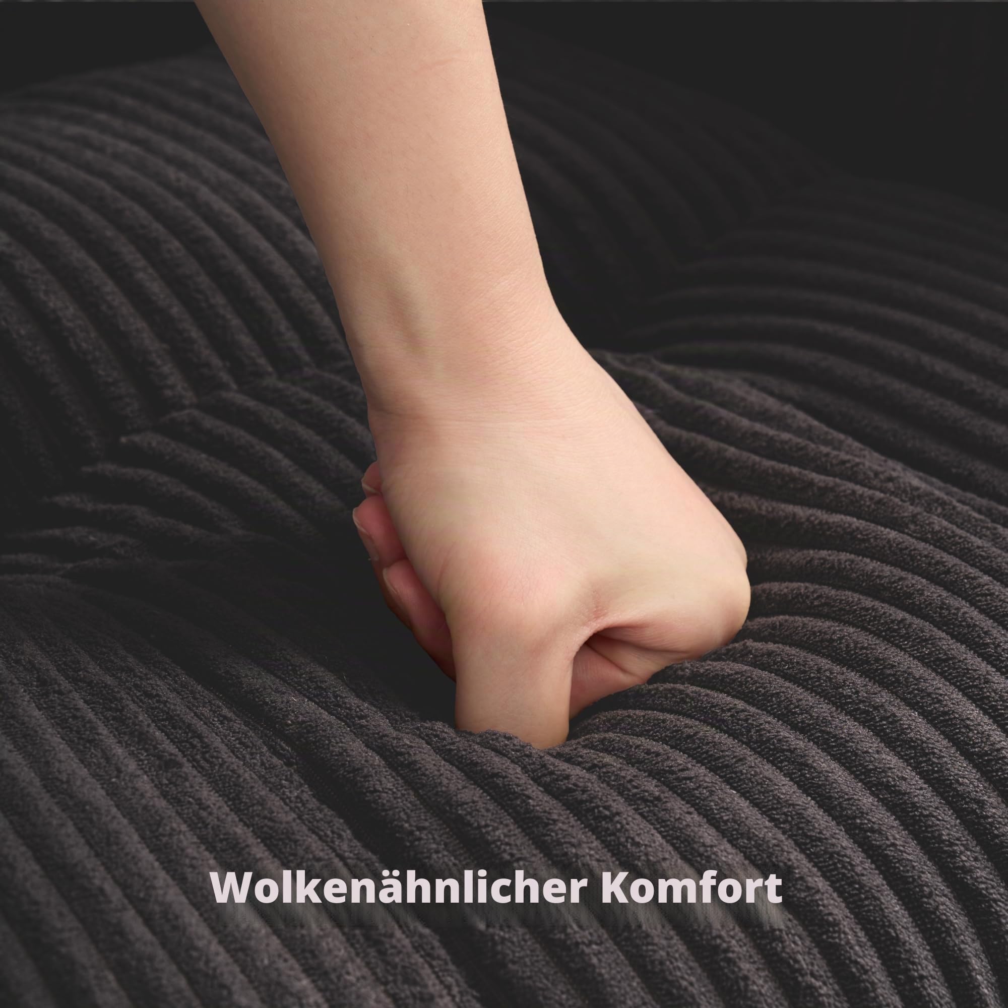 FLEXISPOT Garten Schaukelstuhl mit Fußstütze, Moderner Schwingsessel mit Holzkufen, Schaukelsessel Gepolsterter Relaxsessel für Wohnzimmer, Schlafzimmer, Balkon Schwarz