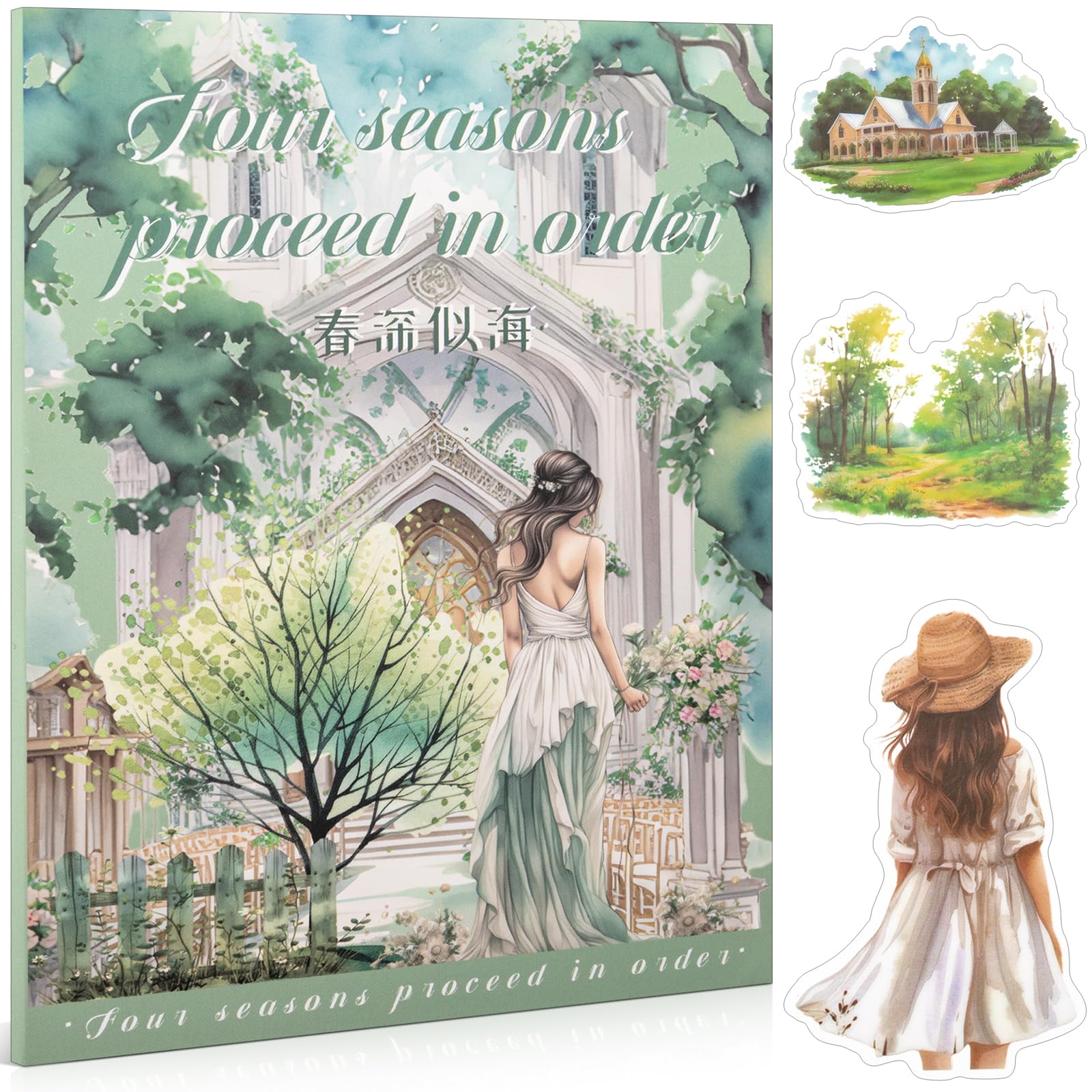 Spring Theme Sticker Scrapbooking Supplies for Junk Journal, 20 Sheets PET Stickers - Vintage Journaling Stickers, Ephemera Sticker Book Pre Cut(TZ-006-004)