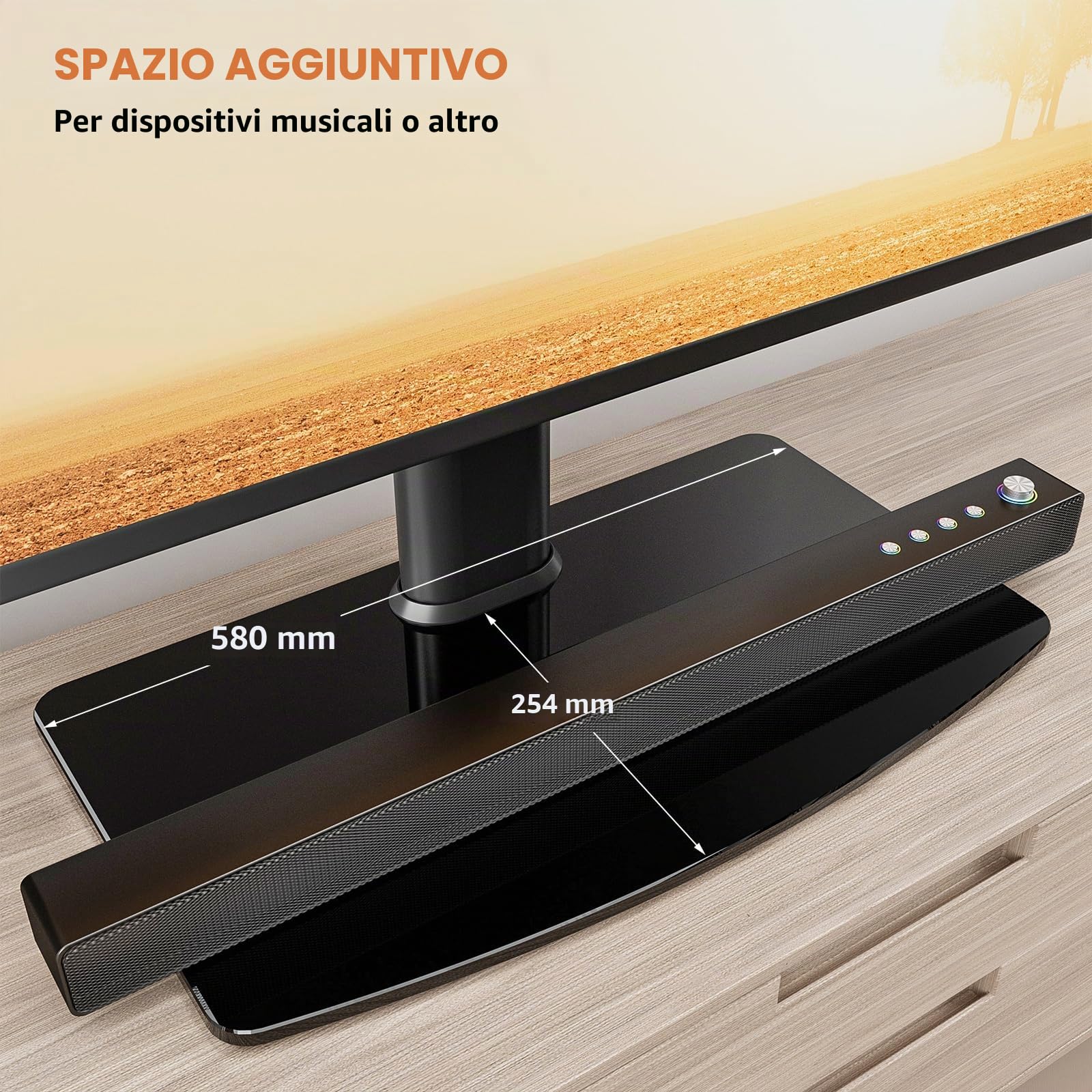 Hemuduplus Supporto TV da Tavolo per 40 a 86 Pollici, Supporto TV Girevole 110º, Staffa TV 5 Livelli Regolabili in Altezza, Supporto TV Rotazione Appoggio, Regge Fino a 60 kg, Max Vesa 600X400mm