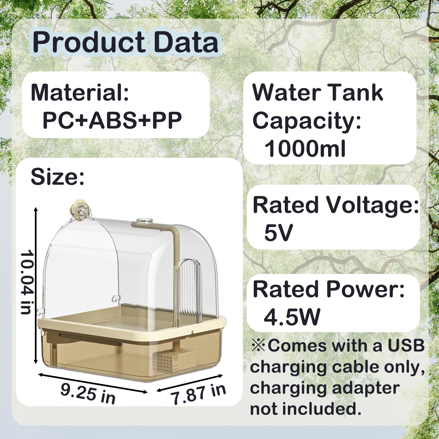 Bird Bath for Cage Clear, Automatic Indoor Cockatiel Bathtub Shower with Pump, Parrots Shower Accessories for Birdcage, Cleaning Supplies Shower Room for Parakeets, Finches, Canaries, Lovebirds - image 2