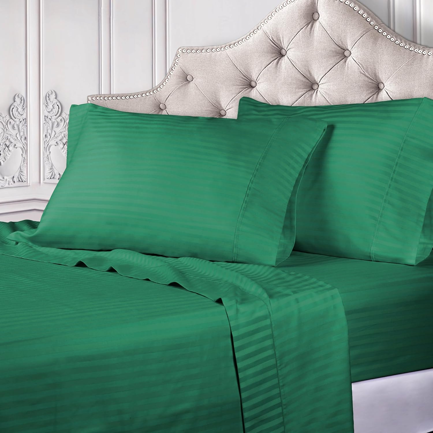 Luxurious 300 Thread Count Egyptian Cotton Twin Bed Sheet Set – Hunter Green
