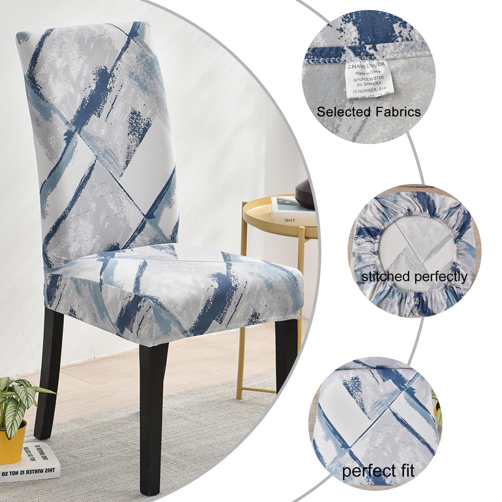 JK Home Set di 4 fodere per sedia da pranzo, per sala da pranzo, hotel, banchetti interni ed esterni, in morbido spandex