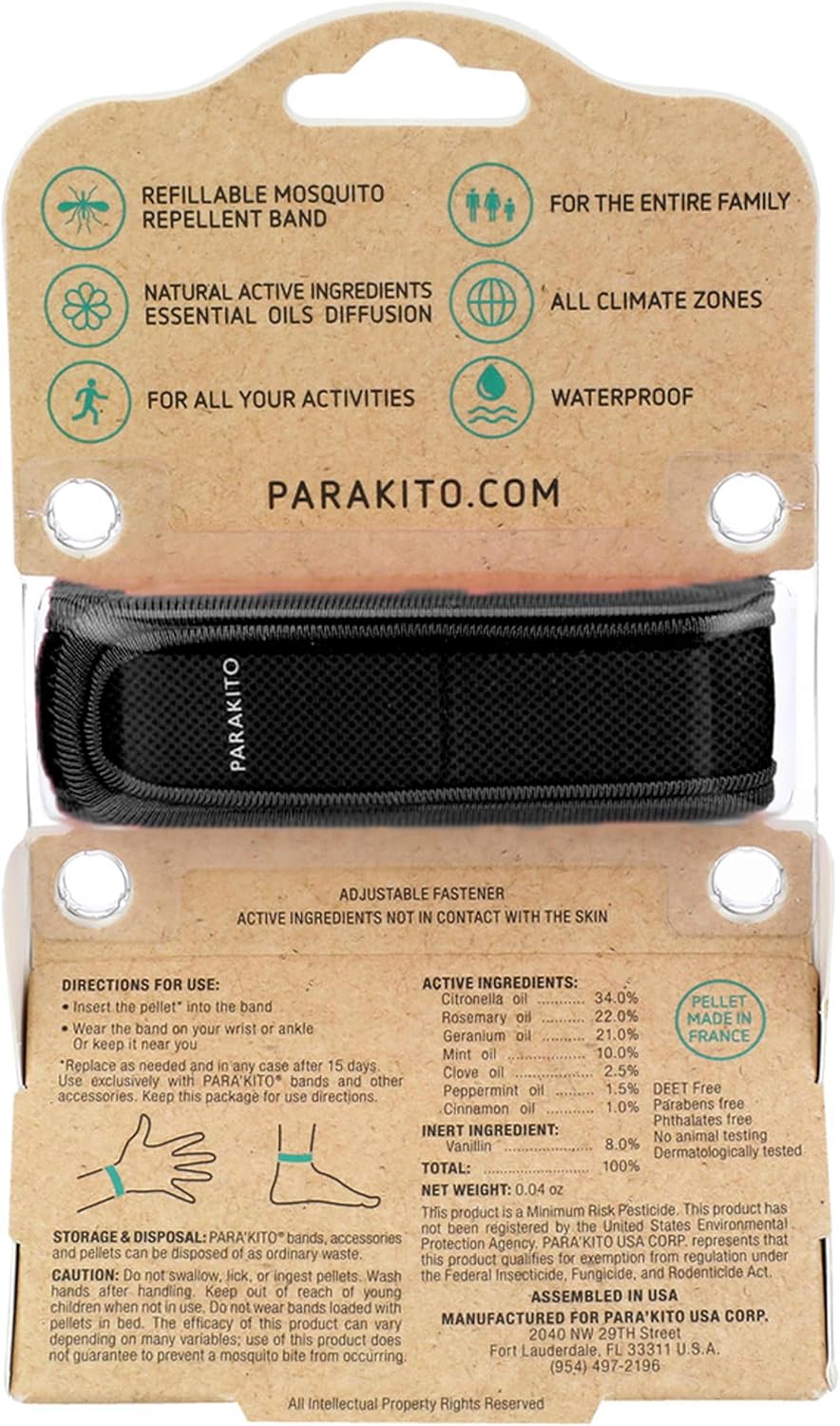 PARAKITO Mosquito, Insect & Bug Spray Bundle - Includes Spray, Black Wristband & 4 Refills | DEET Free, Citronella Essential Oils, Perfect for Camping, Hiking, Travel Outdoor Activities