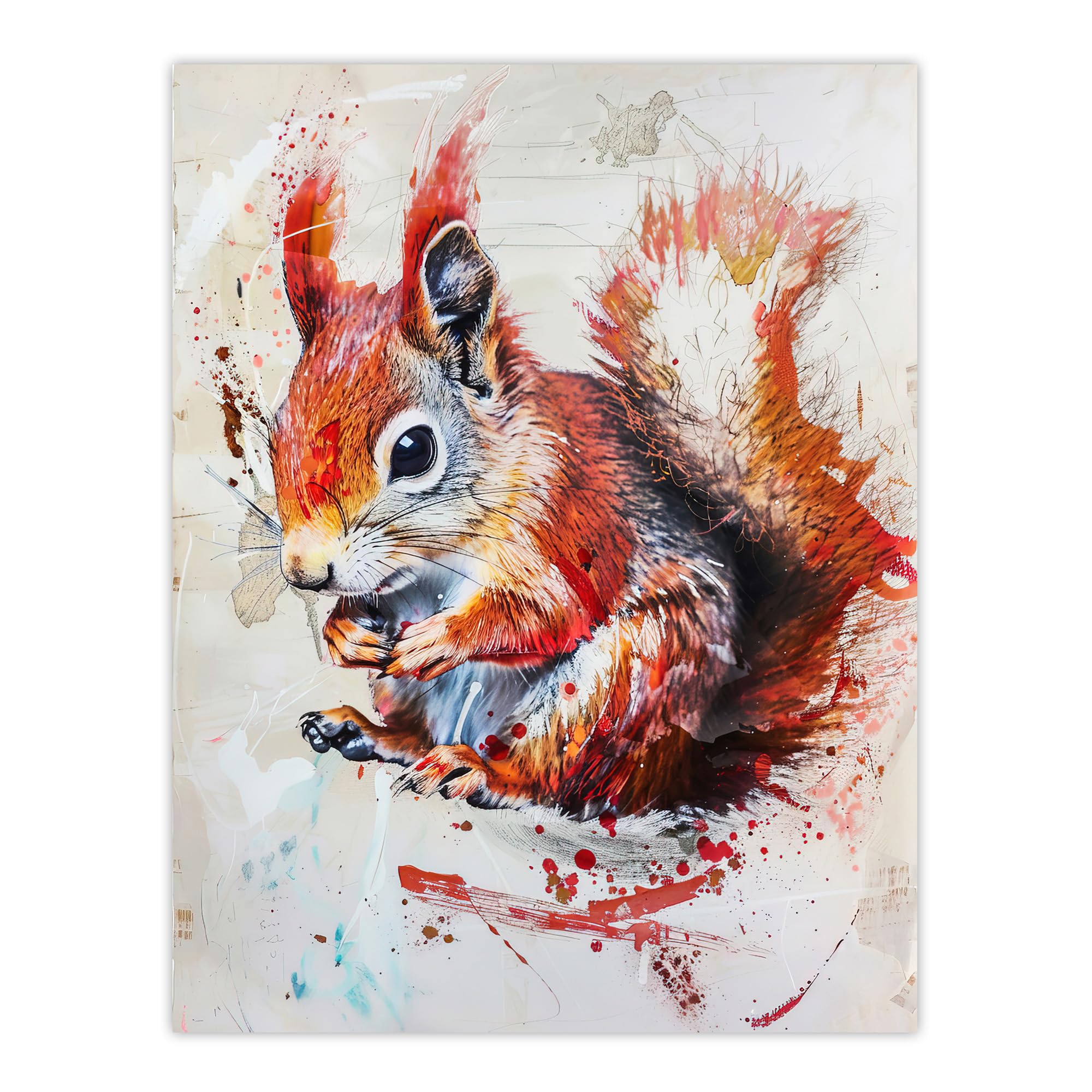Artery8 Red Squirrel Woodland Animal Wall Art Print W18" x H24"
