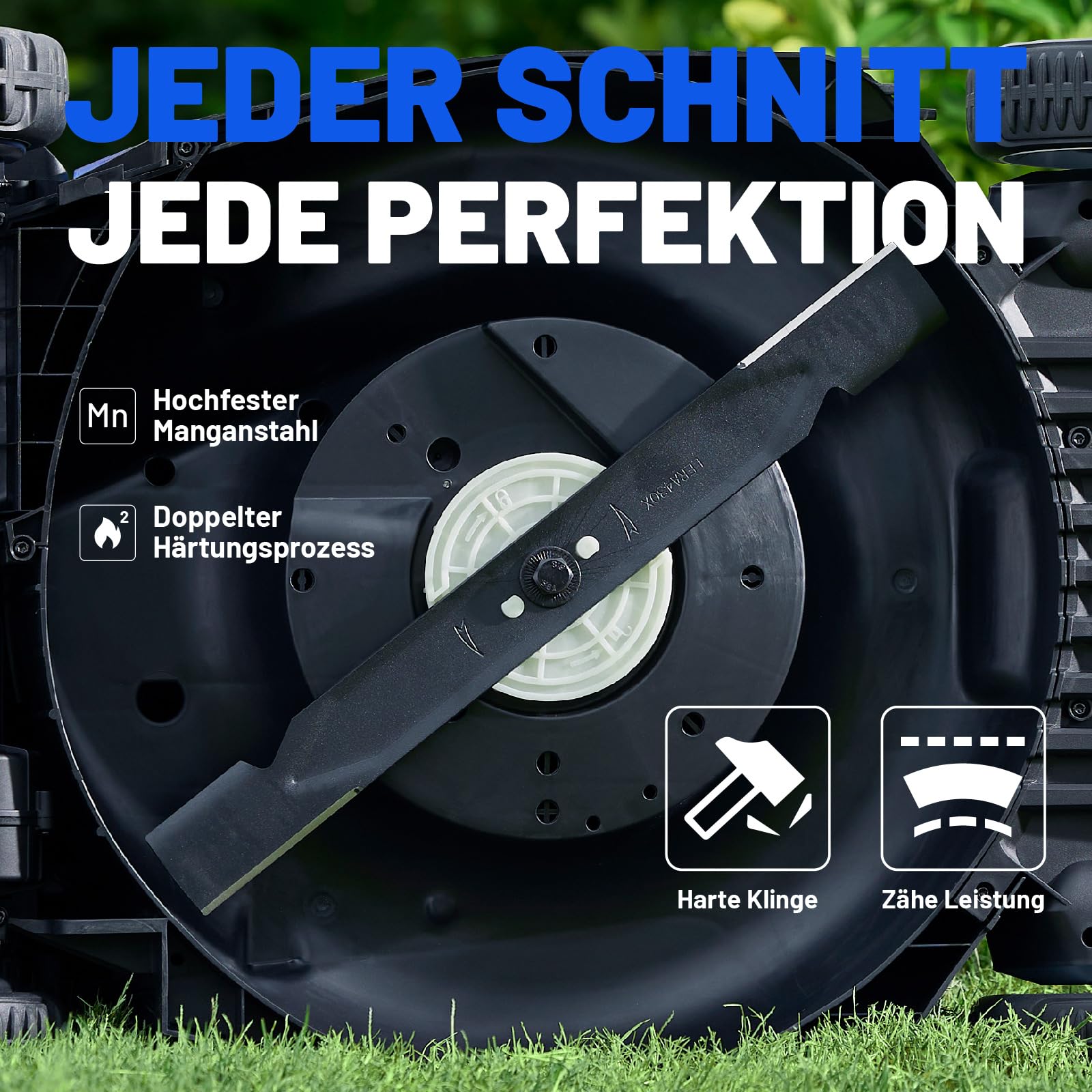Litheli Easysurge Akku Rasenmäher Selbstfahrender, 43cm Schnittbreite mit Akku und Ladegerät, bis 500 m², 50L Fangkorb, 25-75 mm Schnitthöhe, Rasenmäher Eektro inkl. 4X 20V/ 4,0 Ah Akkus