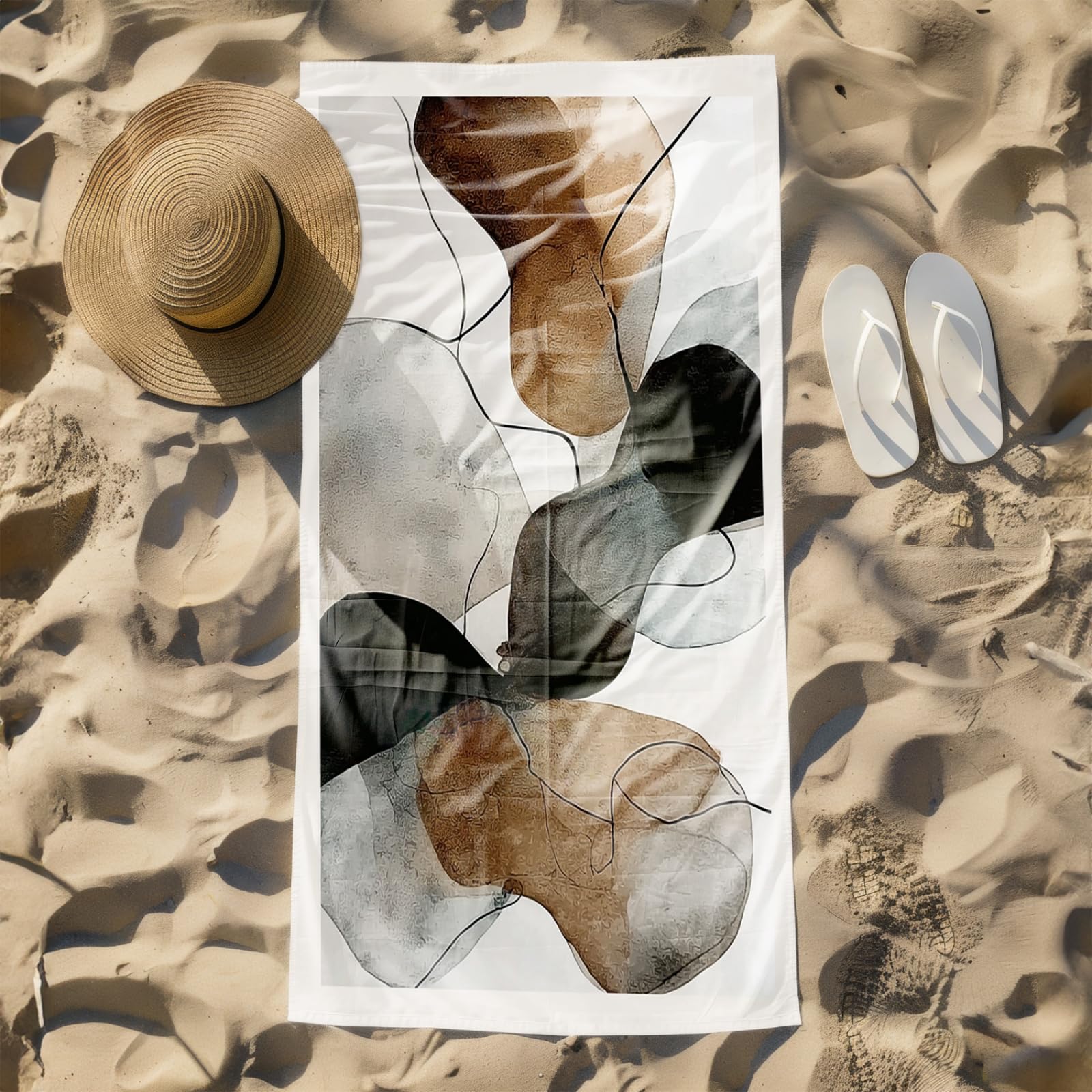 Générique Serviette de Plage 90X180 Modèle Noir Brun