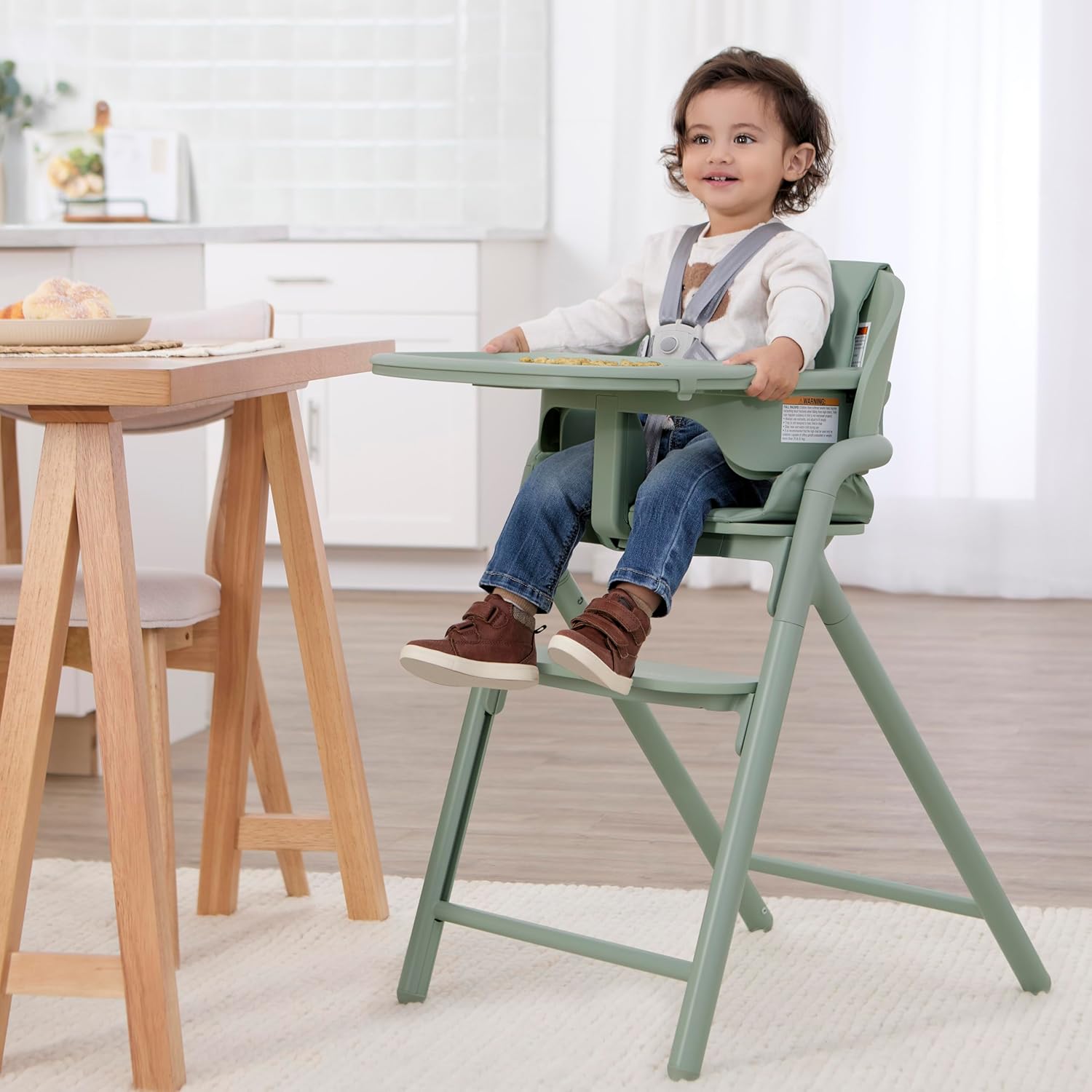 Evolur Step and Savor Baby High Chair, Converts to Adult Stool, 5 Position Adjustable Height and Footrest Positions Portable High Chair, Removable Tray, Easy to Clean and Removable Cushion