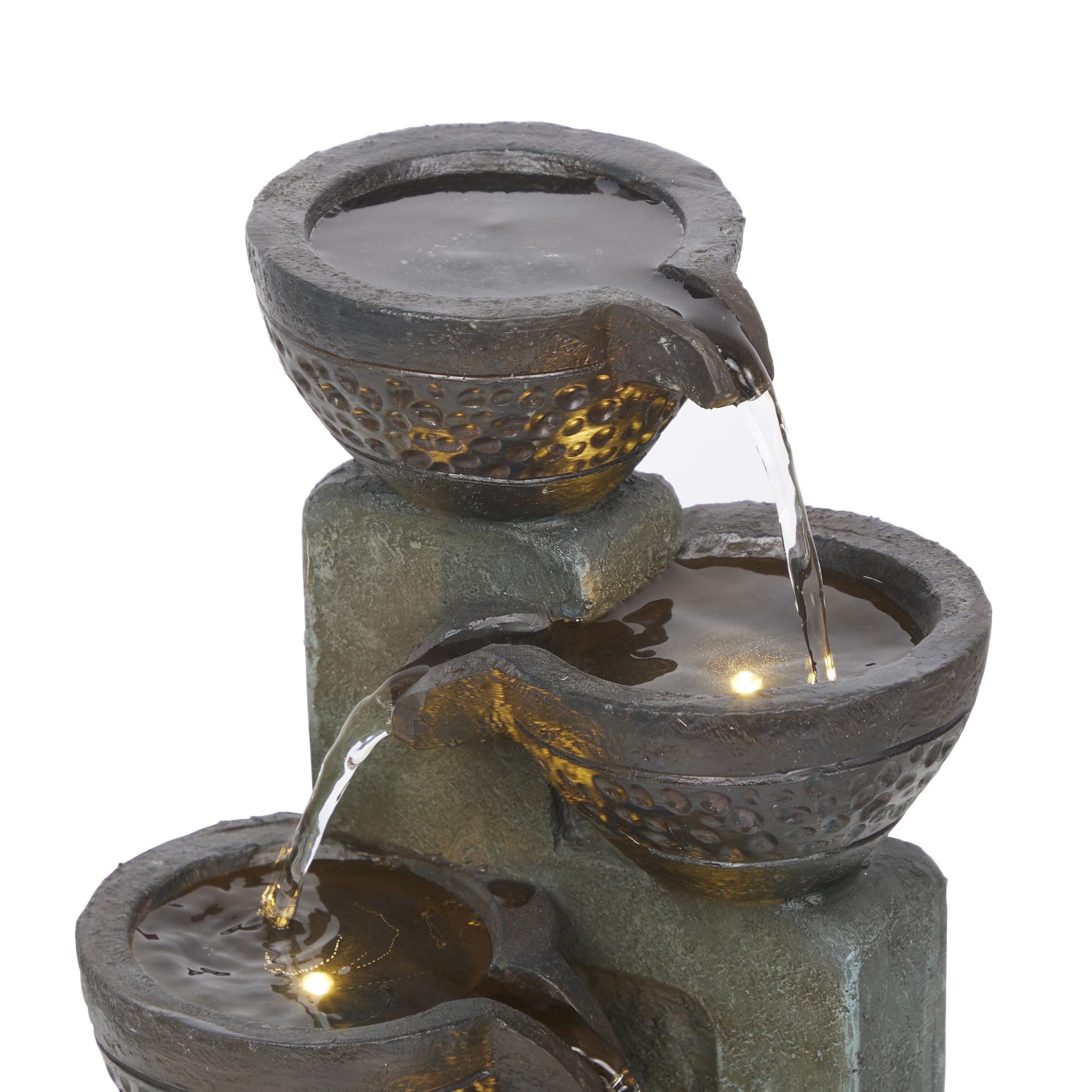Alpine Corporatio 14" Tall Stoned Jar Cascading Water Fountain with LED Lights, Elegant Tabletop Water Feature for Home, Office, Living Room, and Bedroom Decor, Gray 9