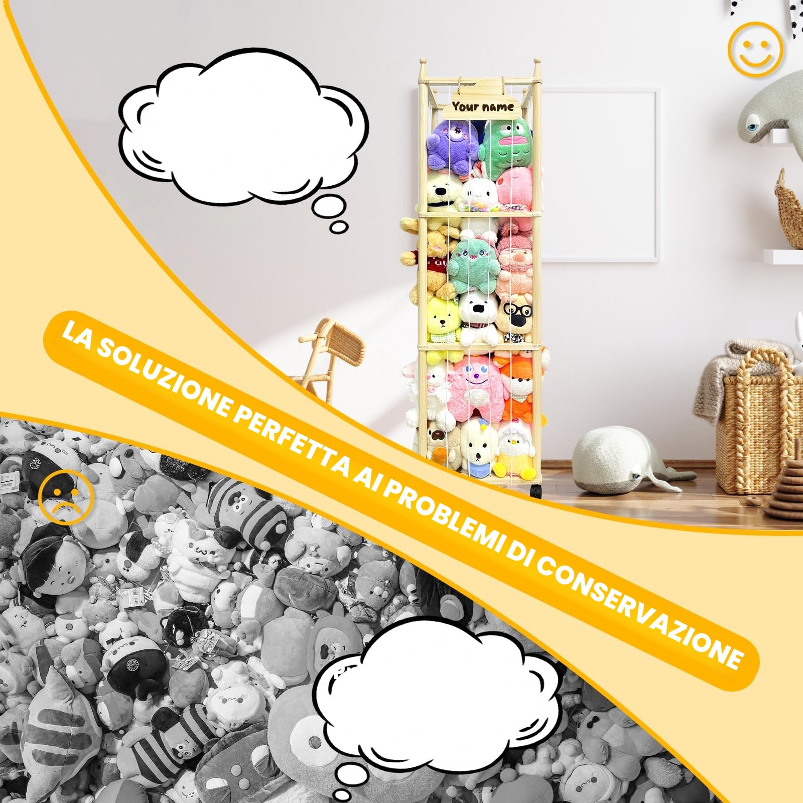 Pmbqifay Porta Peluche, Porta Peluche Verticale, Grande Capacità, Risparmiare Spazio, per la Sala Giochi, Asilo Nido, Camera da Letto, Camera dei Bambini