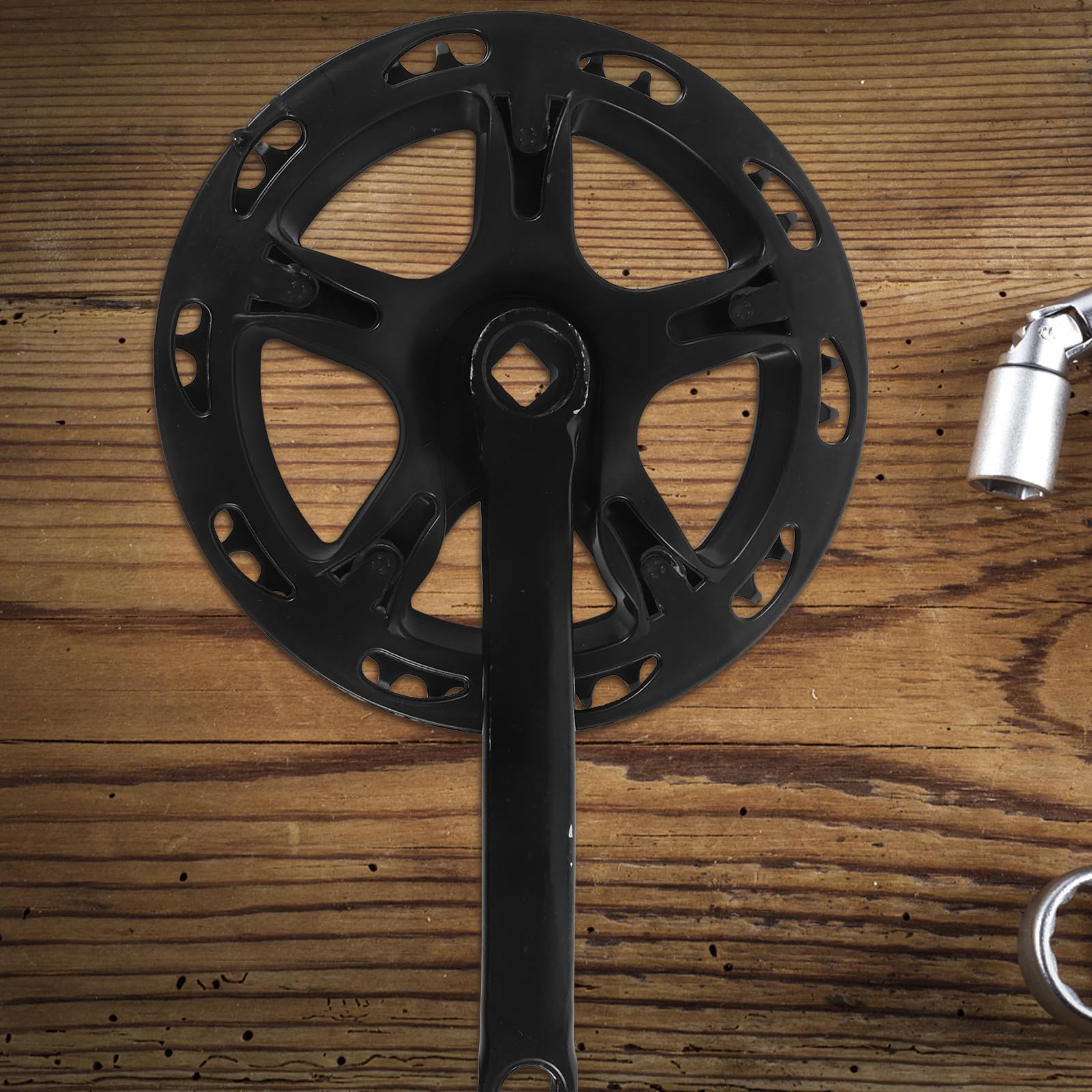 Set Guarnitura Bici Braccio Pedivella Quadrato 40 Denti Nero, Accessorio per Bici da Corsa Robusto, Strumento per Riparazione e Sostituzione Guarnitura, Facile Installazione
