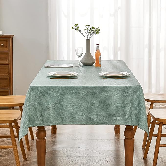 BALCONY & FALCON Rectangle Tablecloth Jacquard Style Water Resistant Table Cover for Dining Kitchen Cafe Parties Easter Spring Summer and Outdoor Use (Sage Green, 55 x 71 inch)