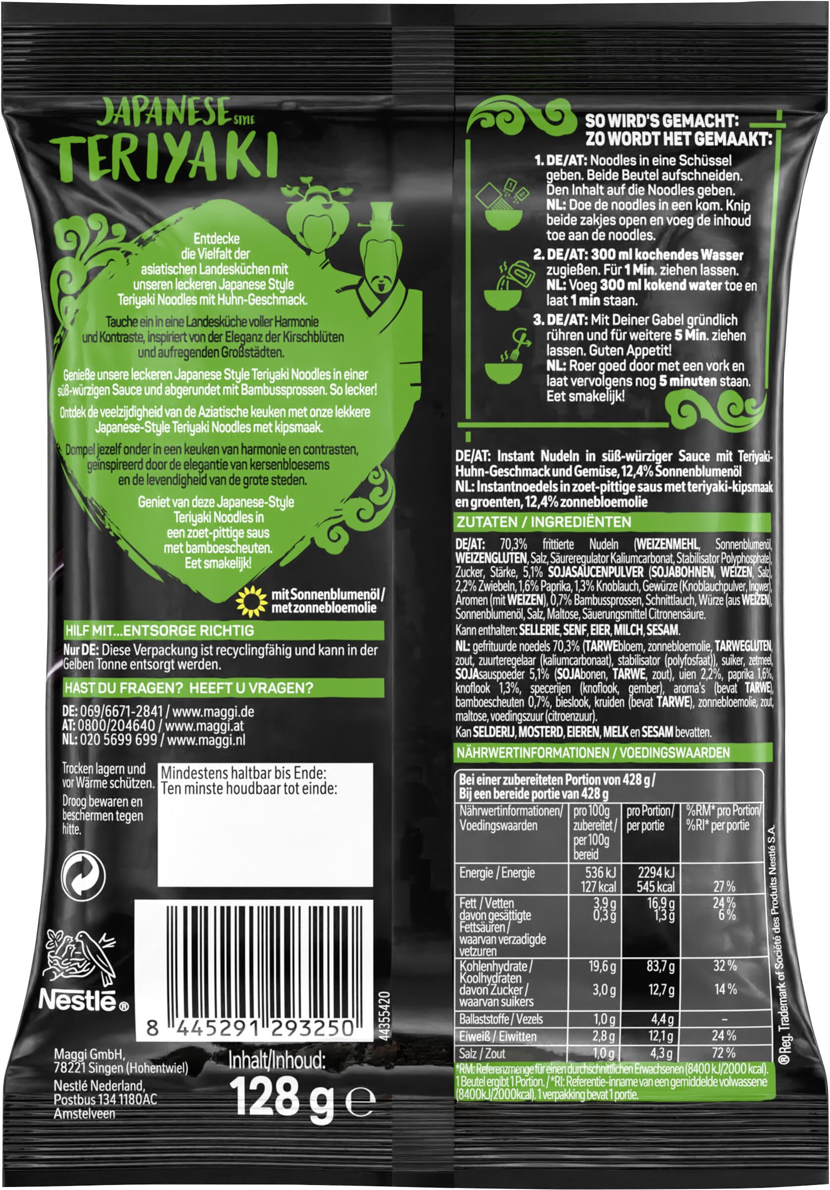 Maggi Magic Asia Noodle Sortimentsbox, leckere Fertiggerichte in 3 verschiedenen Geschmacksrichtungen, 32er Pack (32 Beutel)