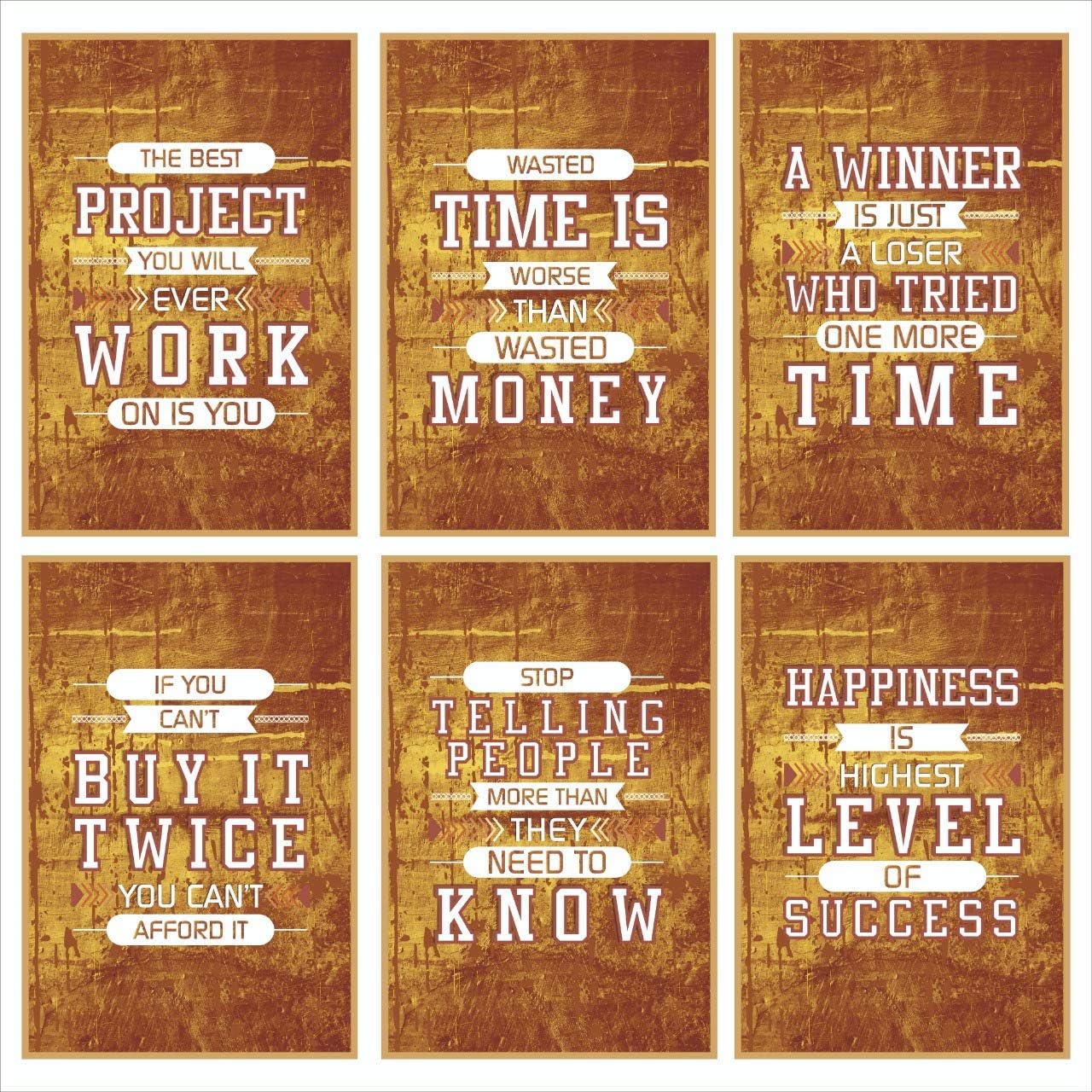 VantageKart Inspirational Motivational Posters Set of 6 (Bronze) | 12×18 Inch Laminated Wall Art | 300 GSM | Ready to Stick