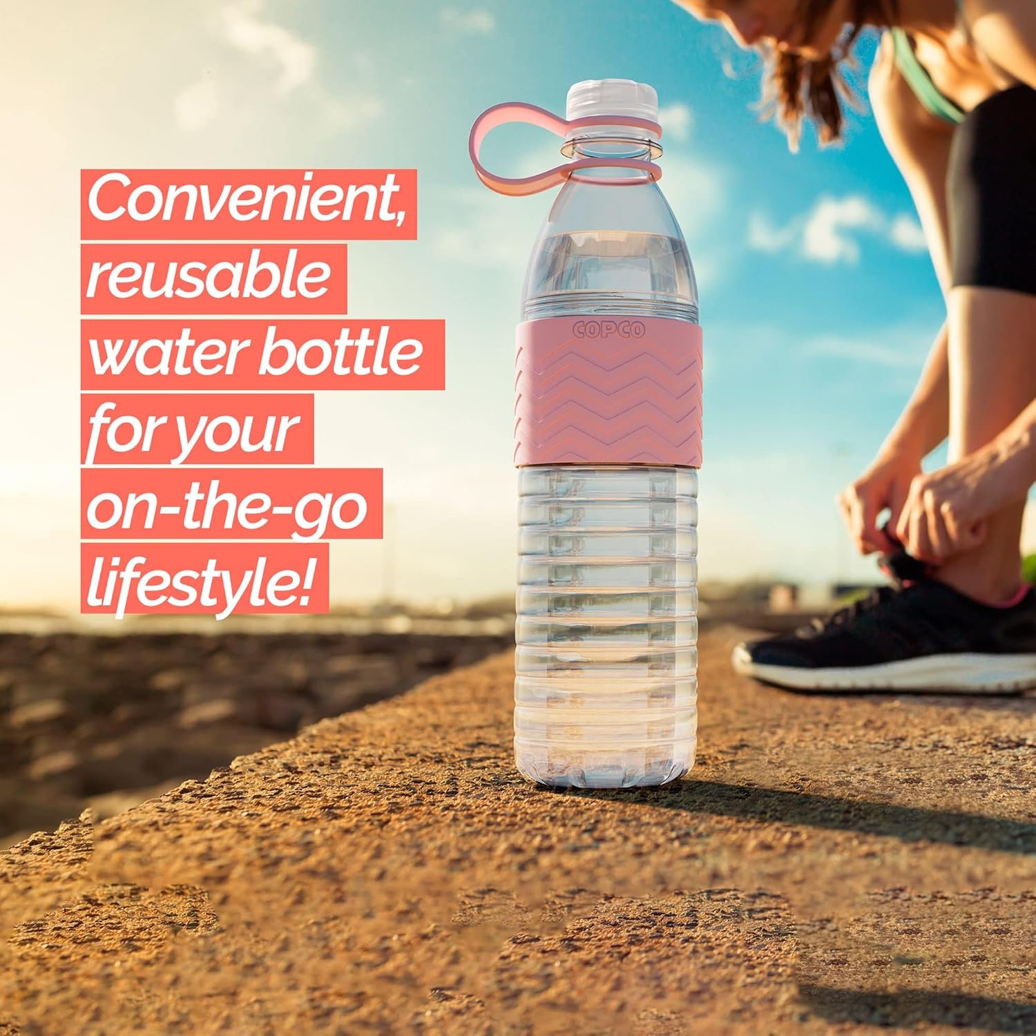 Copco Hydra 20 oz Tritan Water Bottle with Leak-Proof Lid & Textured Grip - BPA-Free, Dishwasher Safe, Easy Twist-Open for Ice & Fruit - Fits Cup Holders, Lightweight, Durable(Pink) - Image 2