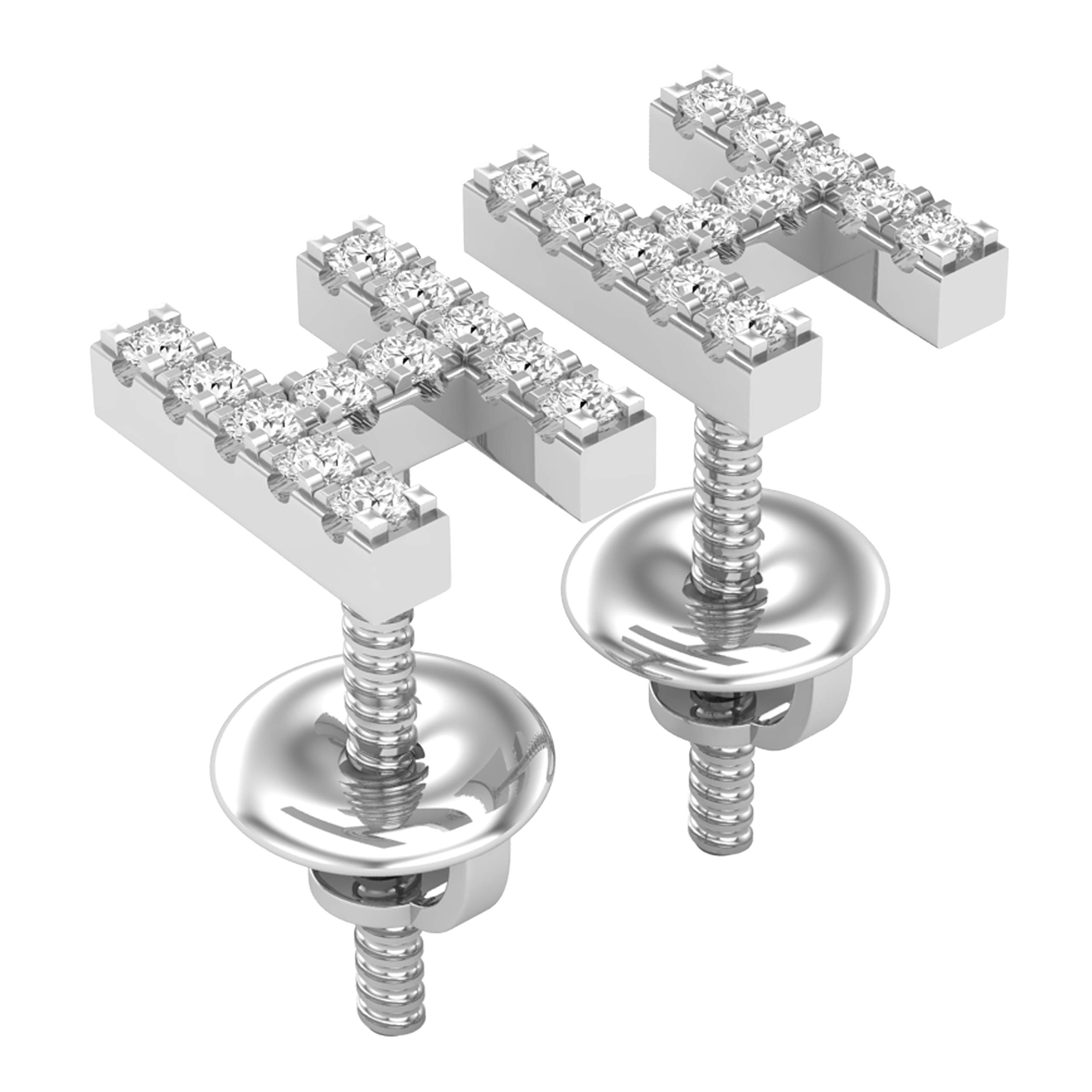 Dazzlingrock Collection - Pendientes de tuerca de 0,10 quilates (0,10 quilates (ctw), diseño de letra inicial de alfabeto blanco, 1/10 quilates, disponible en oro de 10 K/14 K/18 K y plata de ley 925