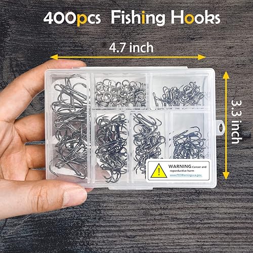 Miniatura 6 de UperUper 200 Pack Fishing Treble Hooks Kit High Carbon Steel Hooks Strong Sharp Round Bend with Split Rings for Lures Baits Saltwater Freshwater