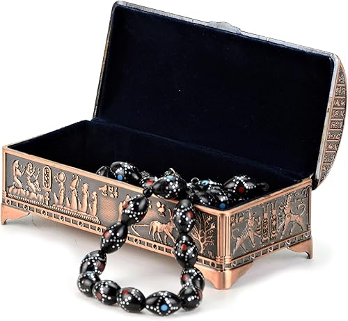 Miniatura 3 de NileCart Joyero decorativo de metal antiguo de estilo egipcio fabricado en Egipto (cobre antiguo)