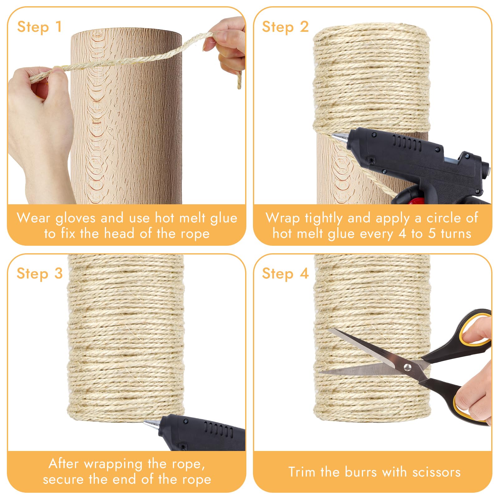 Craft Cat Rope Snapklik.com : 164 Feet Sisal Rope For Cat Scratching Post, Natural Cat ...