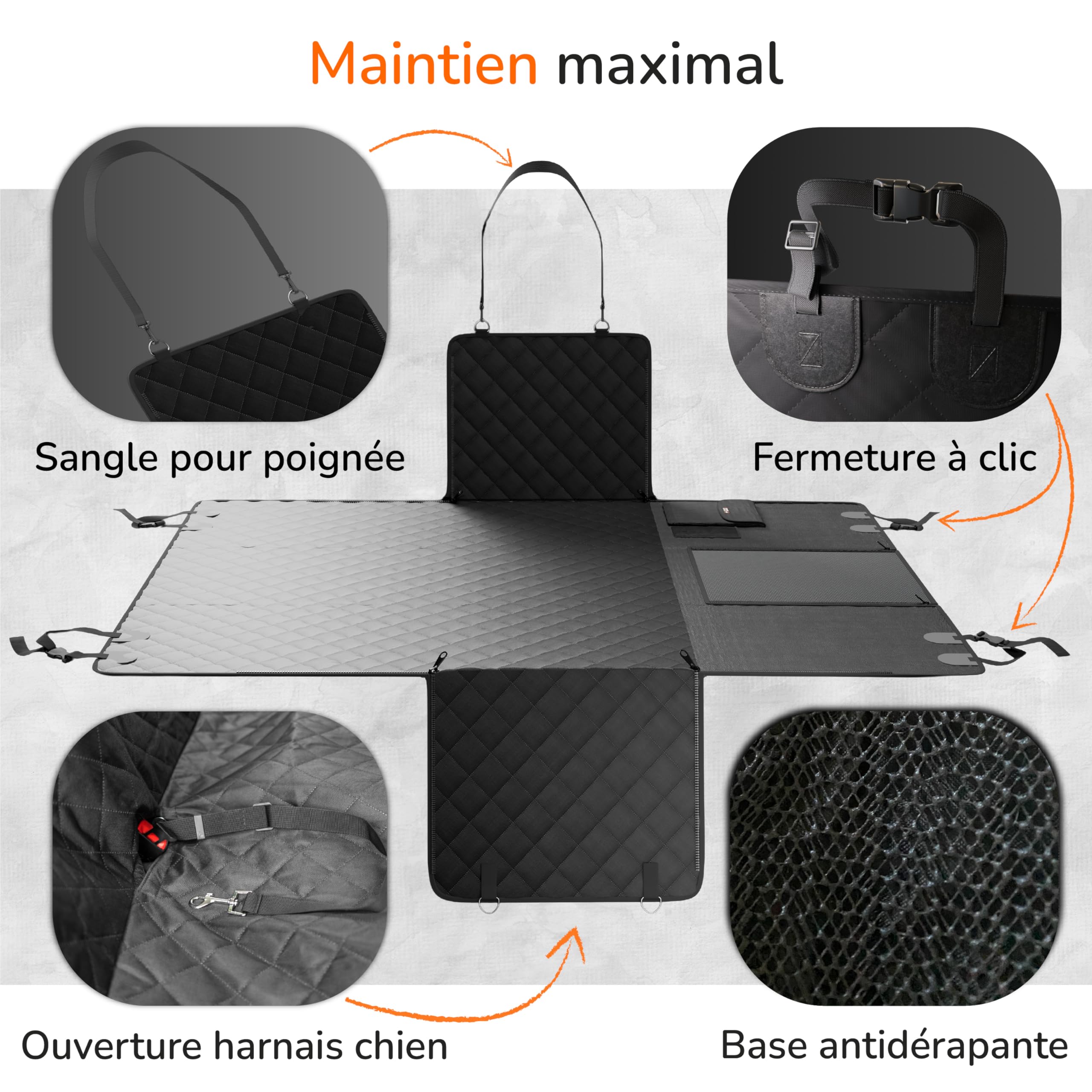 Upgrade4cars Couverture pour chien pour banquette arrière de voiture imperméable et rembourrée | Couverture de protection pour siège arrière de chien | Couverture de siège arrière
