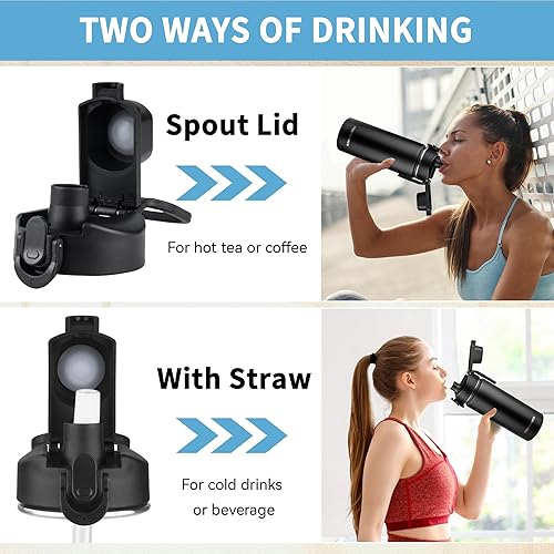 Miniatura 5 de Botella de agua aislada con tapa, botella de agua de acero inoxidable de 18 onzas para niños, niñas, botella de agua térmica de doble pared al vacío