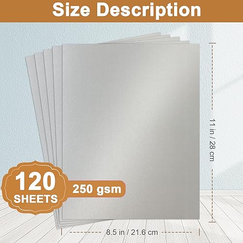 Miniatura 52 de 28 hojas de cartulina dorada brillante de 8.5 x 11 pulgadas, papel metálico de 8.82 oz/m²/92 libras para hacer tarjetas de bricolaje, aniversarios