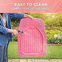 Vista 10 de CARBELLA - Juego de 4 alfombrillas de piso de goma rosa para automóvil - Accesorios rosa universales para ajustarse a todo tipo de clima