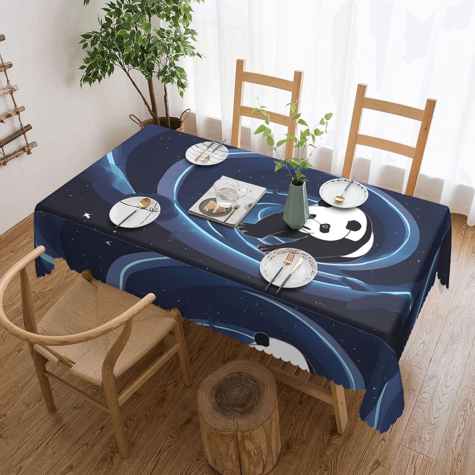 Nappe de cuisine rectangulaire panda facile à nettoyer