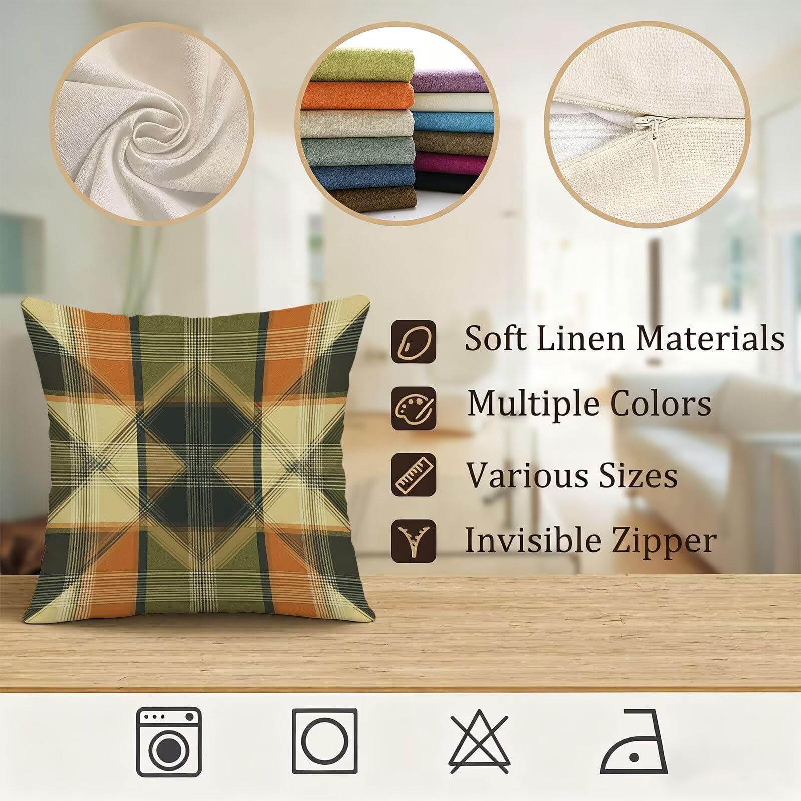 Pomarańczowy kolor poszewki na poduszki Divan 80x80 Tartan Poszewki na poduszki do łóżka Super miękka poszewka na poduszkę zestaw 4 poduszek na sofę jesienne dekoracje poszewki na poduszki, na krzesło