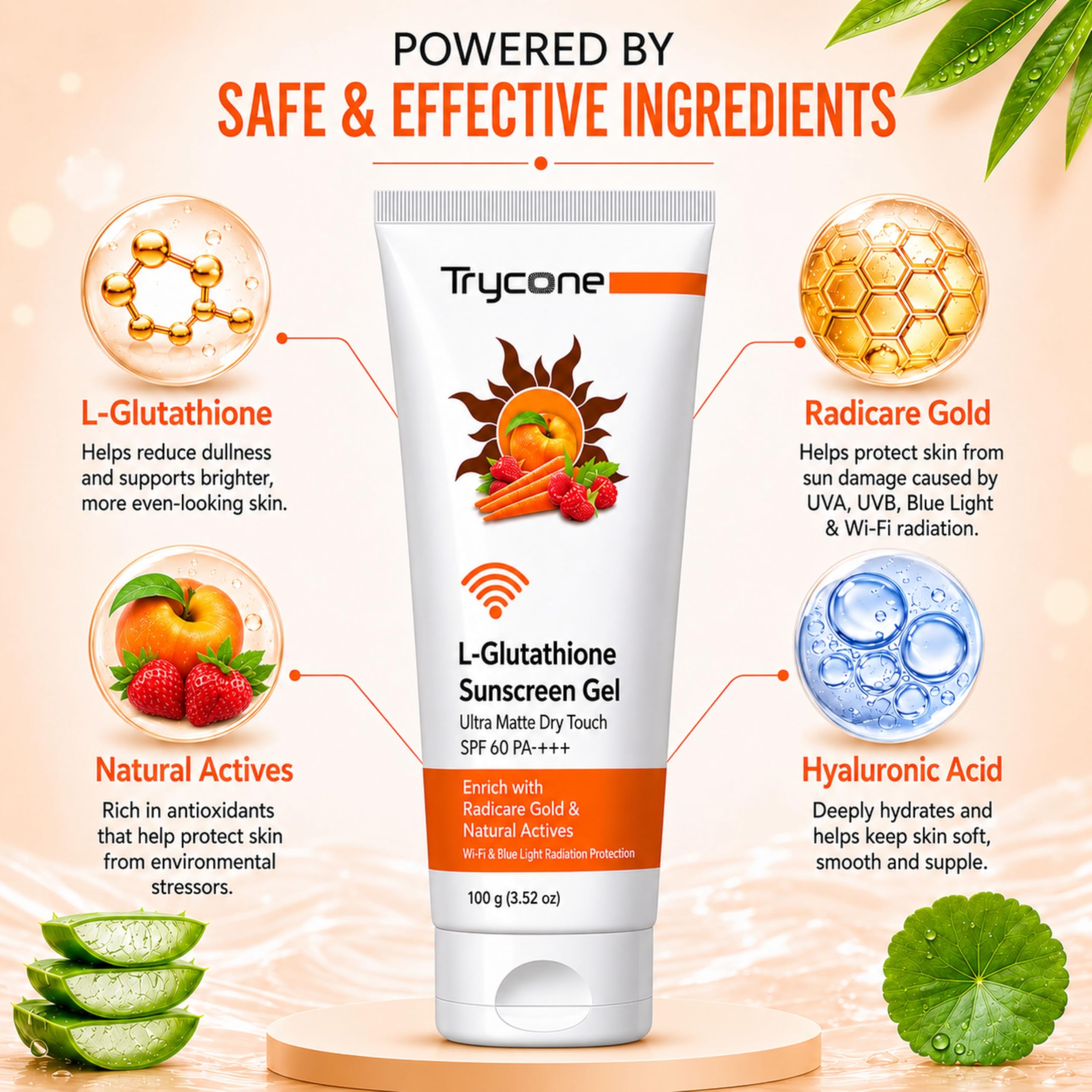 glutathione radiation protection Trycone Ultra Matte Dry Touch L- Sunscreen Gel, SPF 60 PA+++ With Wi-Fi & Blue Light Protection, 100 Gm : Buy Online at Best Price in KSA Liposomal Glutathione - Supports Hormone Size:50ml