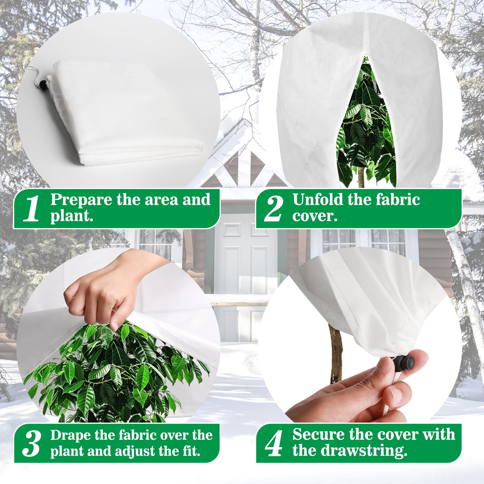 4Pcs Plant Winter Fleece, 60x80cm Antifreeze Plant Blanket, Frost Protection Cover, Rip Resistant Garden Fleece Bags - Image 4