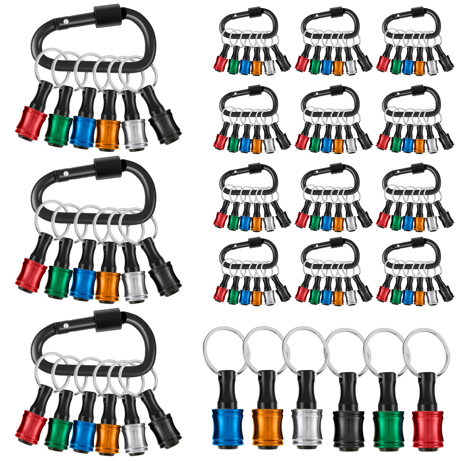 1/4 Inch Hex Shank Bit Holder Key Chain Portable Socket Quick Change Bit Holder Keychain Aluminum Alloy Long and Short Drill Bit Holder Extension Bar