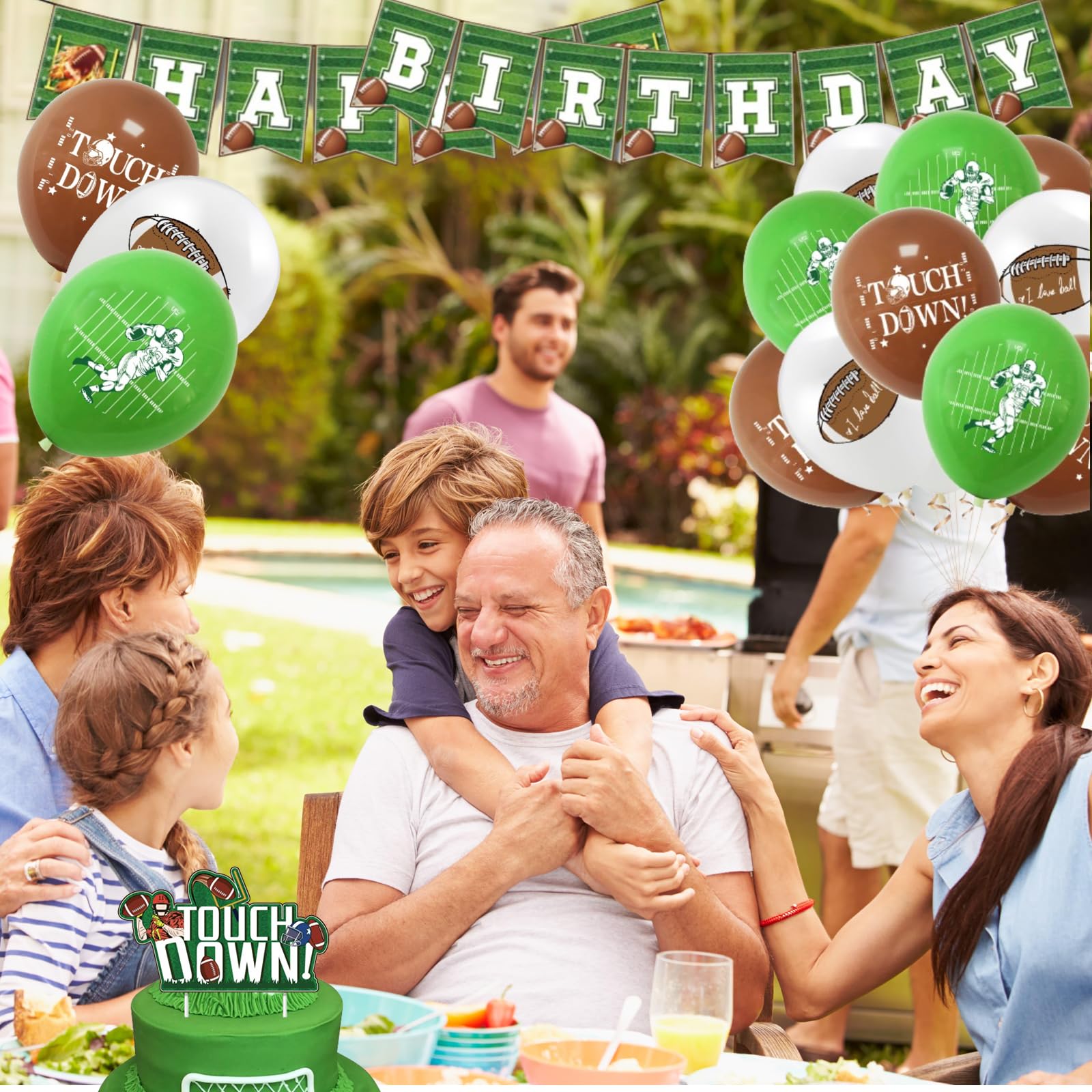 Kit Decorazioni Festa Rugby 40 Pezzi - Palloncini, Striscione, Forchette, Tema Compleanno Sportivo - Foto 2